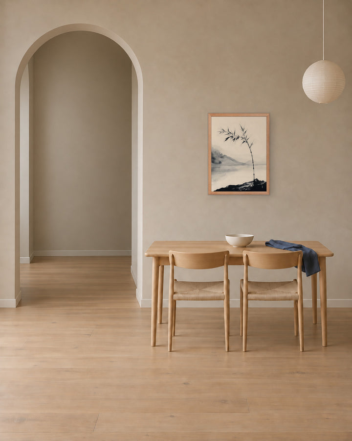 Bamboo in Wind in a Japandi dining room, 18 × 24 in · Natural frame