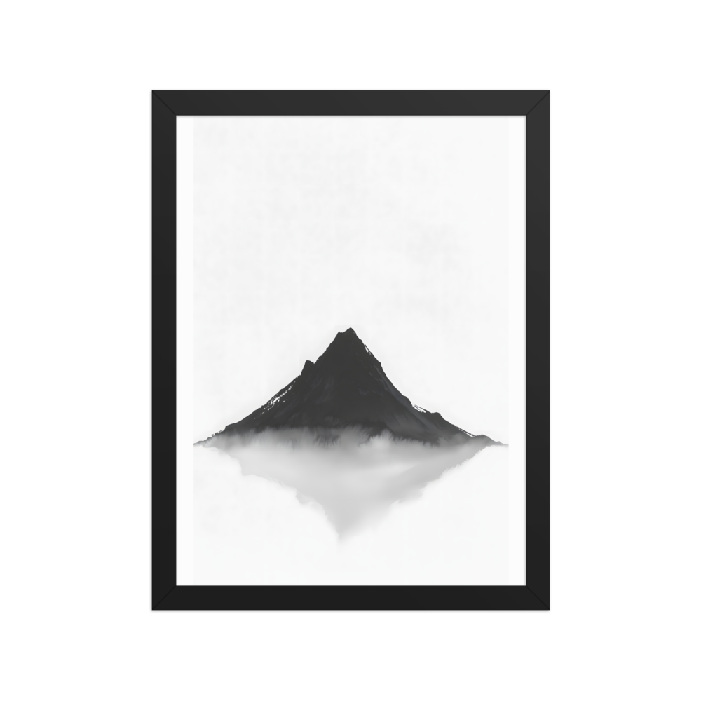 Mountain Breath — Japandi zen ink framed print, minimalist Japanese wall art