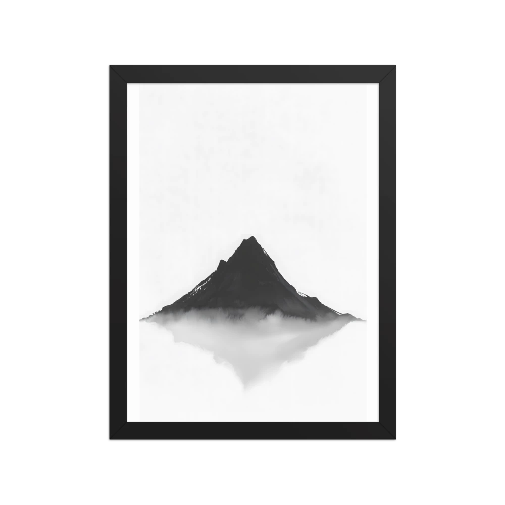 Mountain Breath — Japandi zen ink framed print, minimalist Japanese wall art