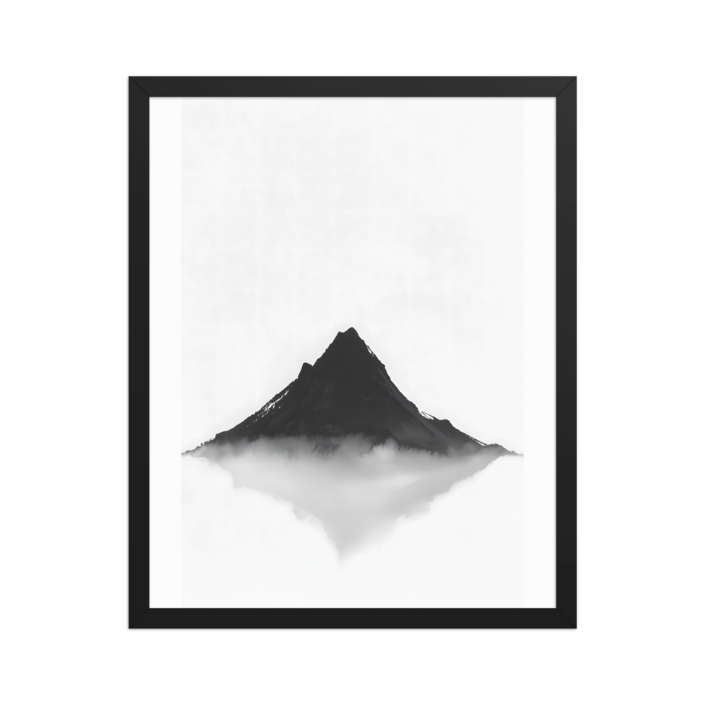 Mountain Breath — Japandi zen ink framed print, minimalist Japanese wall art