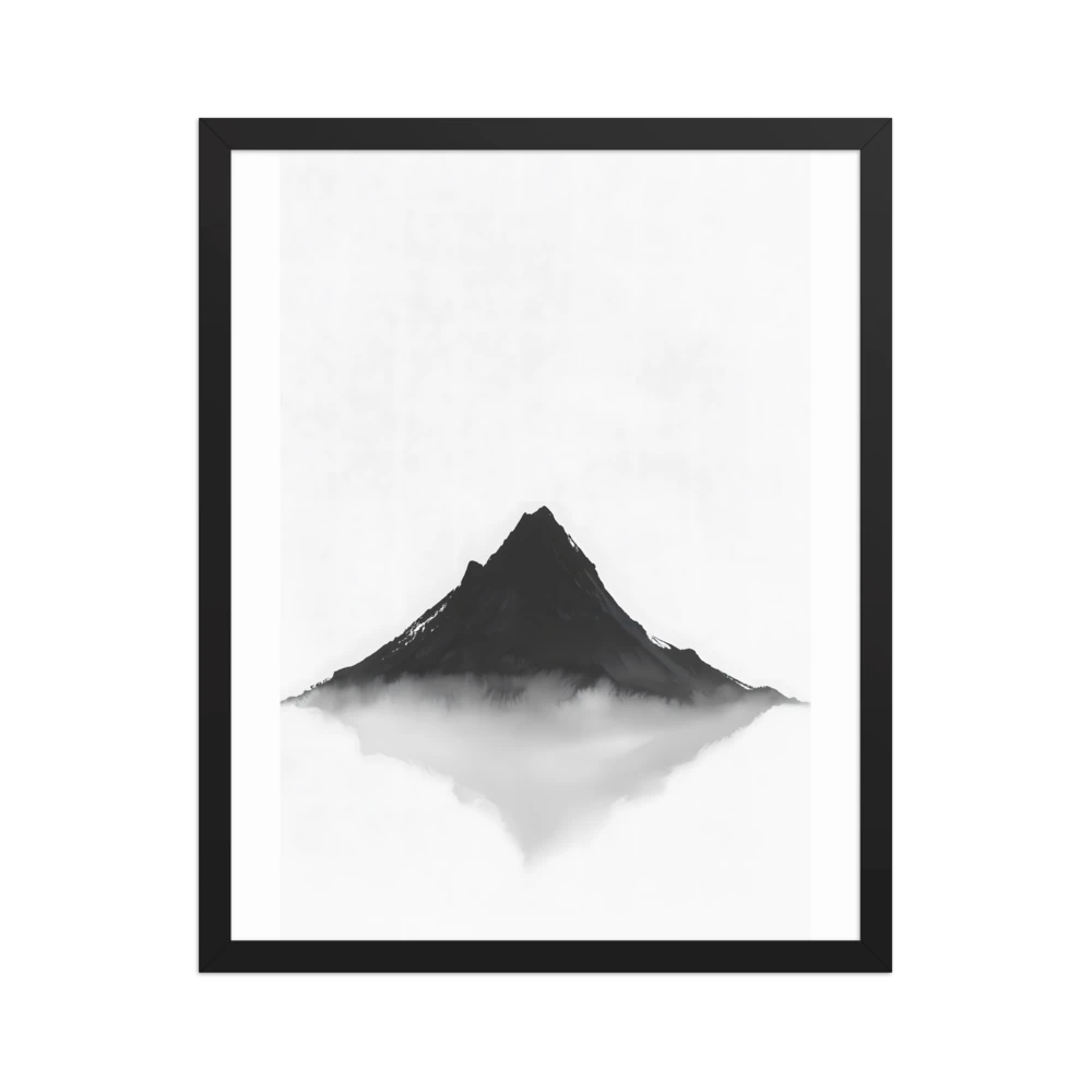 Mountain Breath — Japandi zen ink framed print, minimalist Japanese wall art