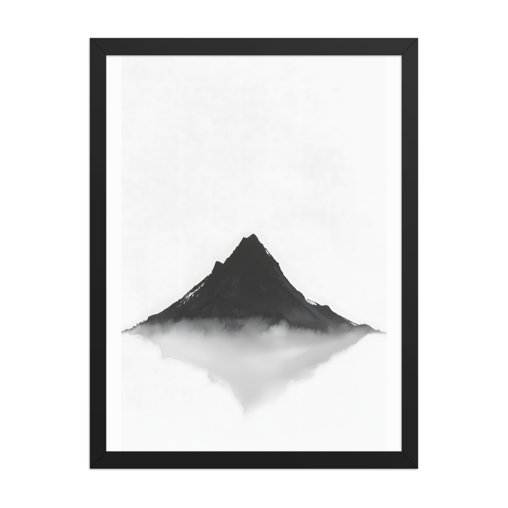 Mountain Breath — Japandi zen ink framed print, minimalist Japanese wall art