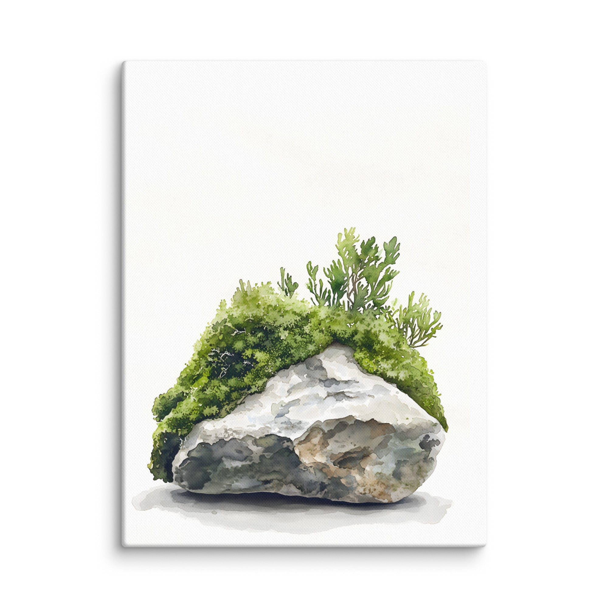Moss and Time — Japandi wabi-sabi canvas, minimalist Japanese wall art