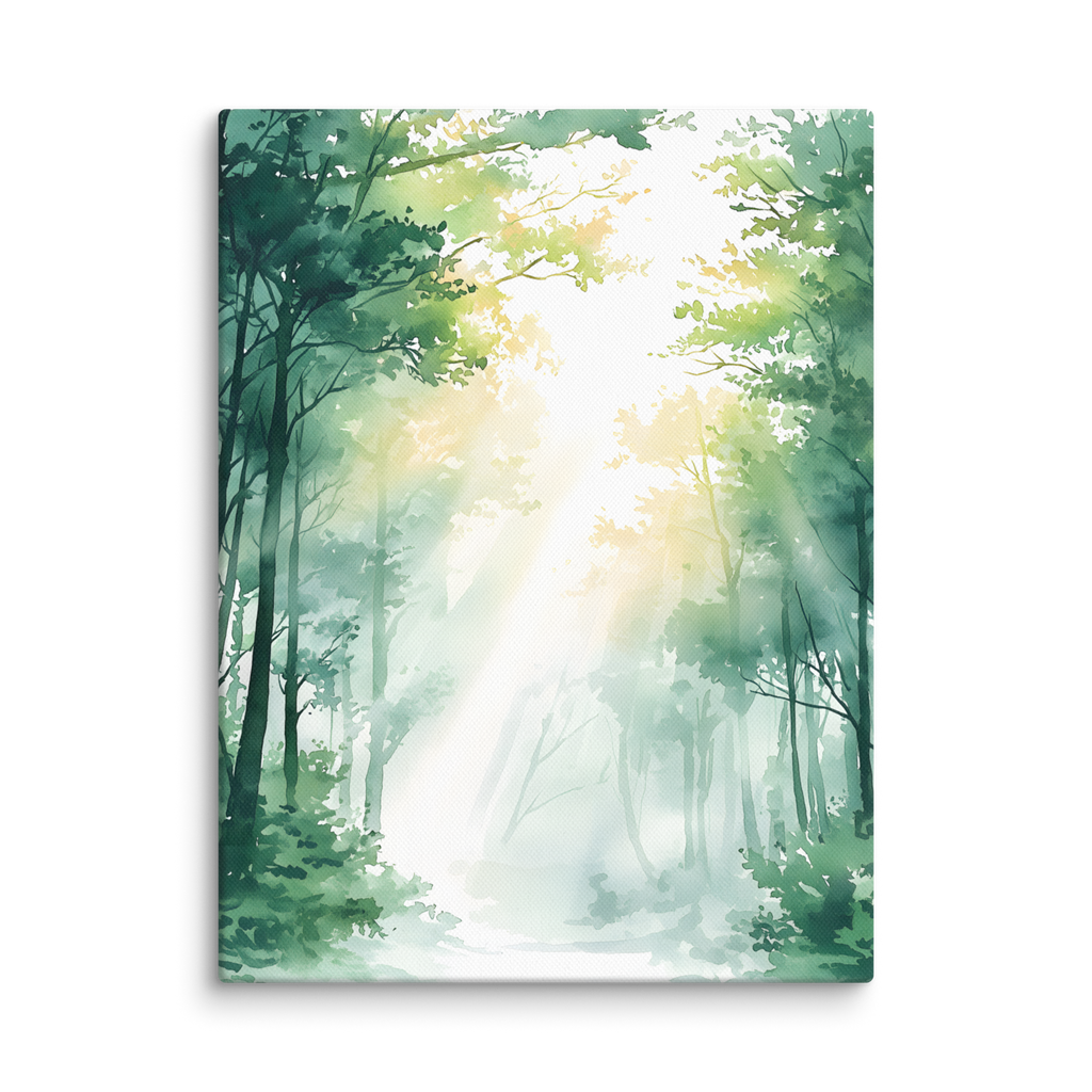 Forest Filter — Japandi komorebi canvas, minimalist Japanese wall art