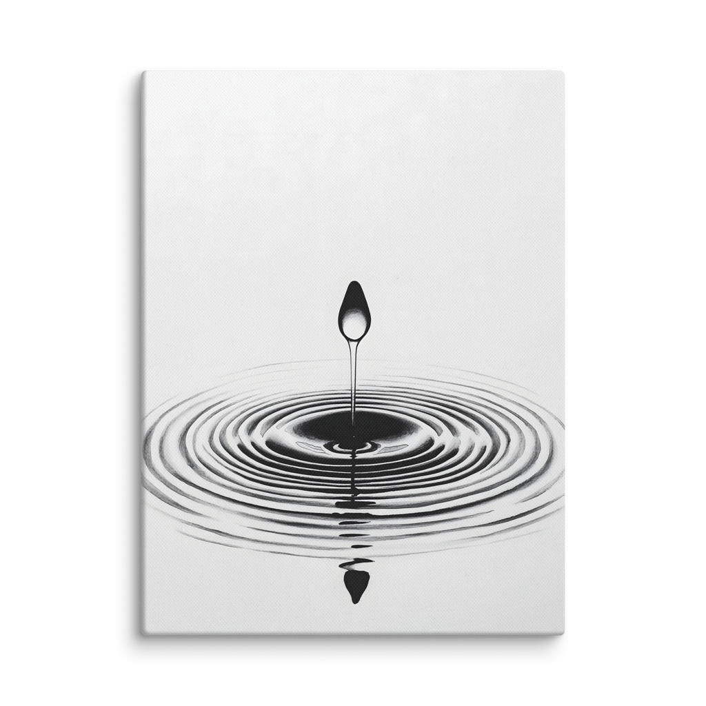 Waterdrop — Japandi zen nature canvas, minimalist Japanese wall art