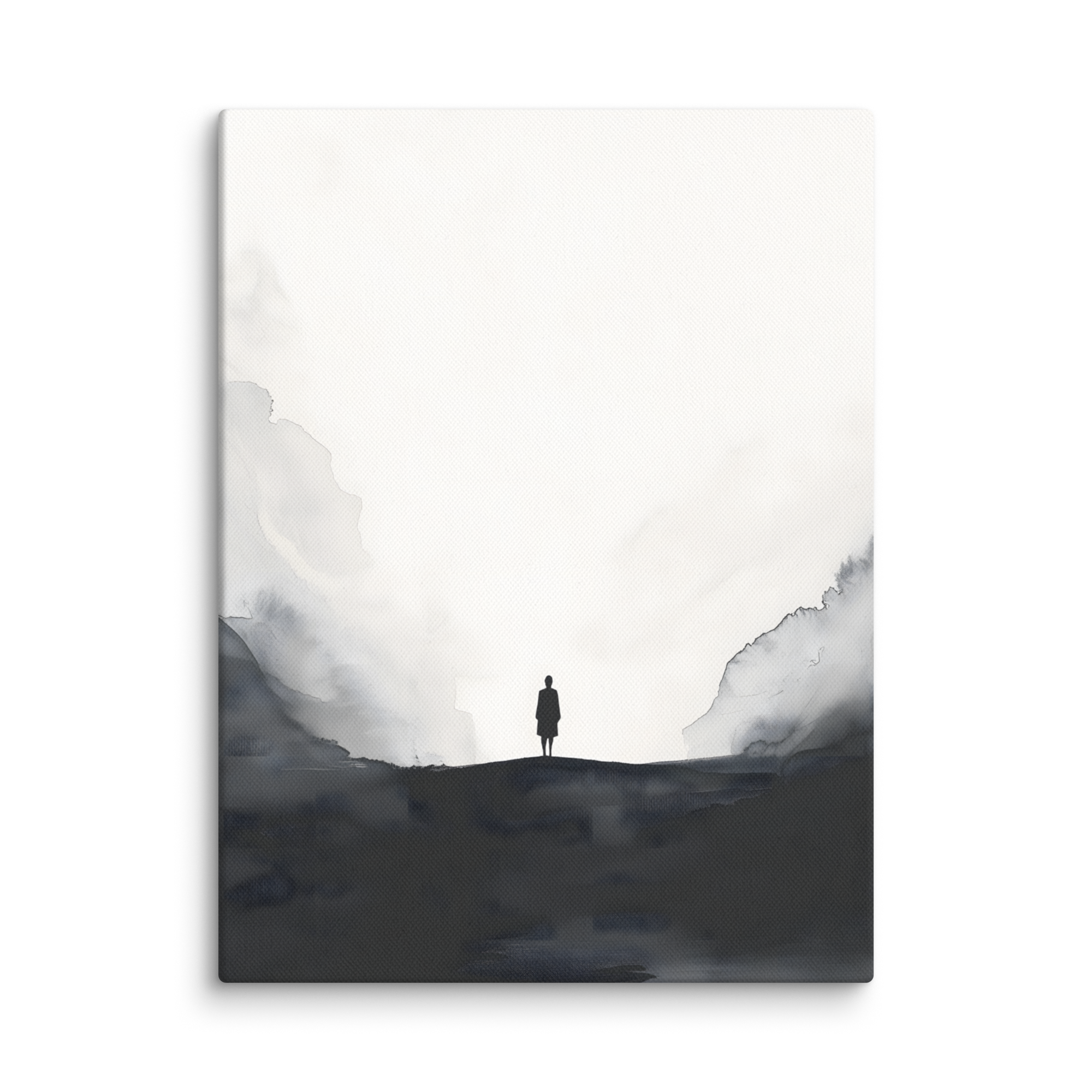 Distant Figure — Japandi ma canvas, minimalist Japanese wall art