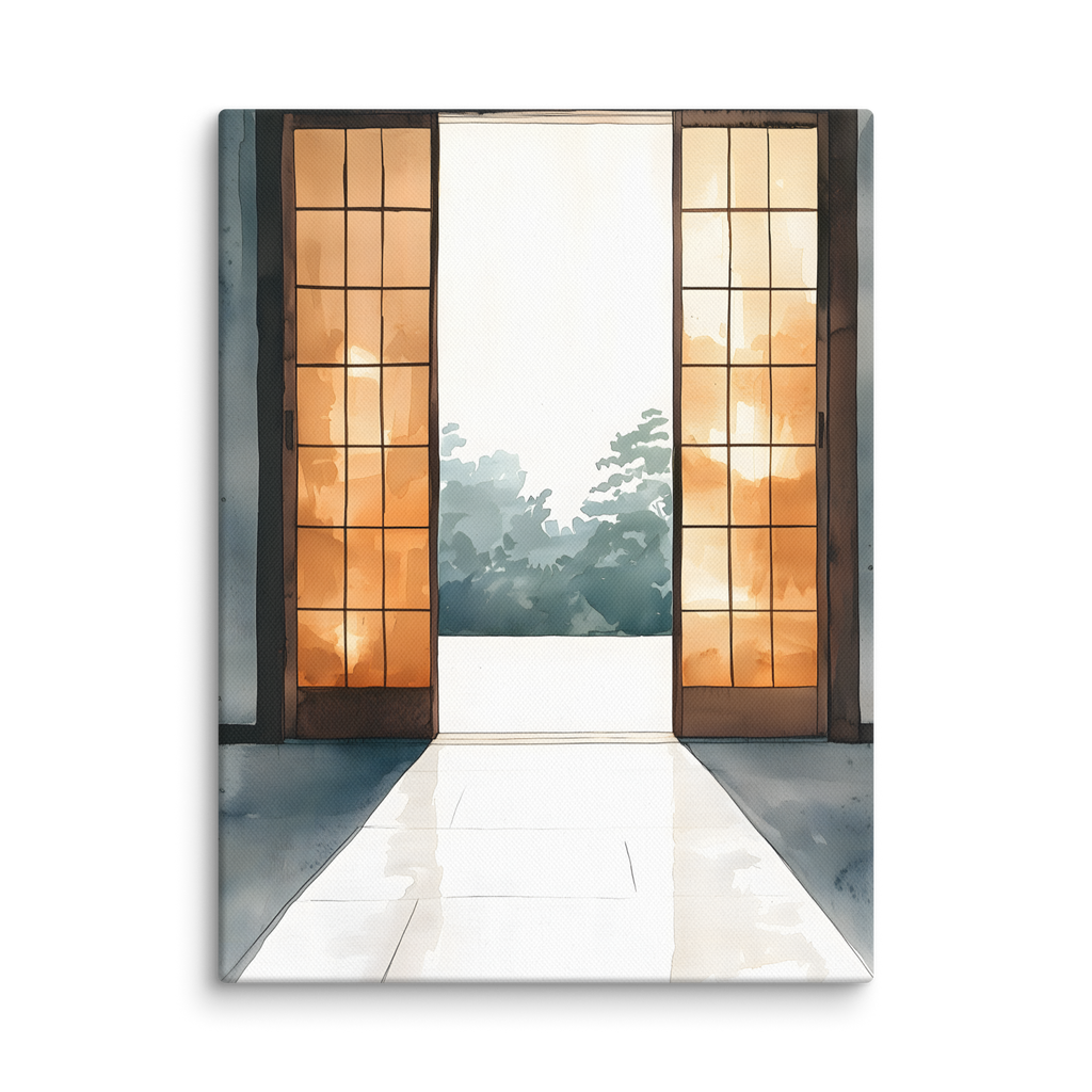 Open Door — Japandi ma canvas, minimalist Japanese wall art