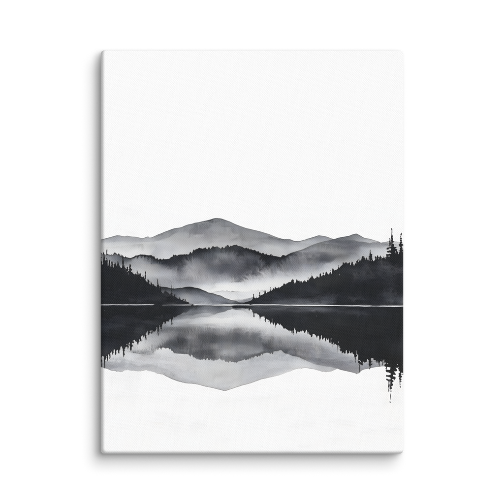 Still Water — Japandi zen ink canvas, minimalist Japanese wall art