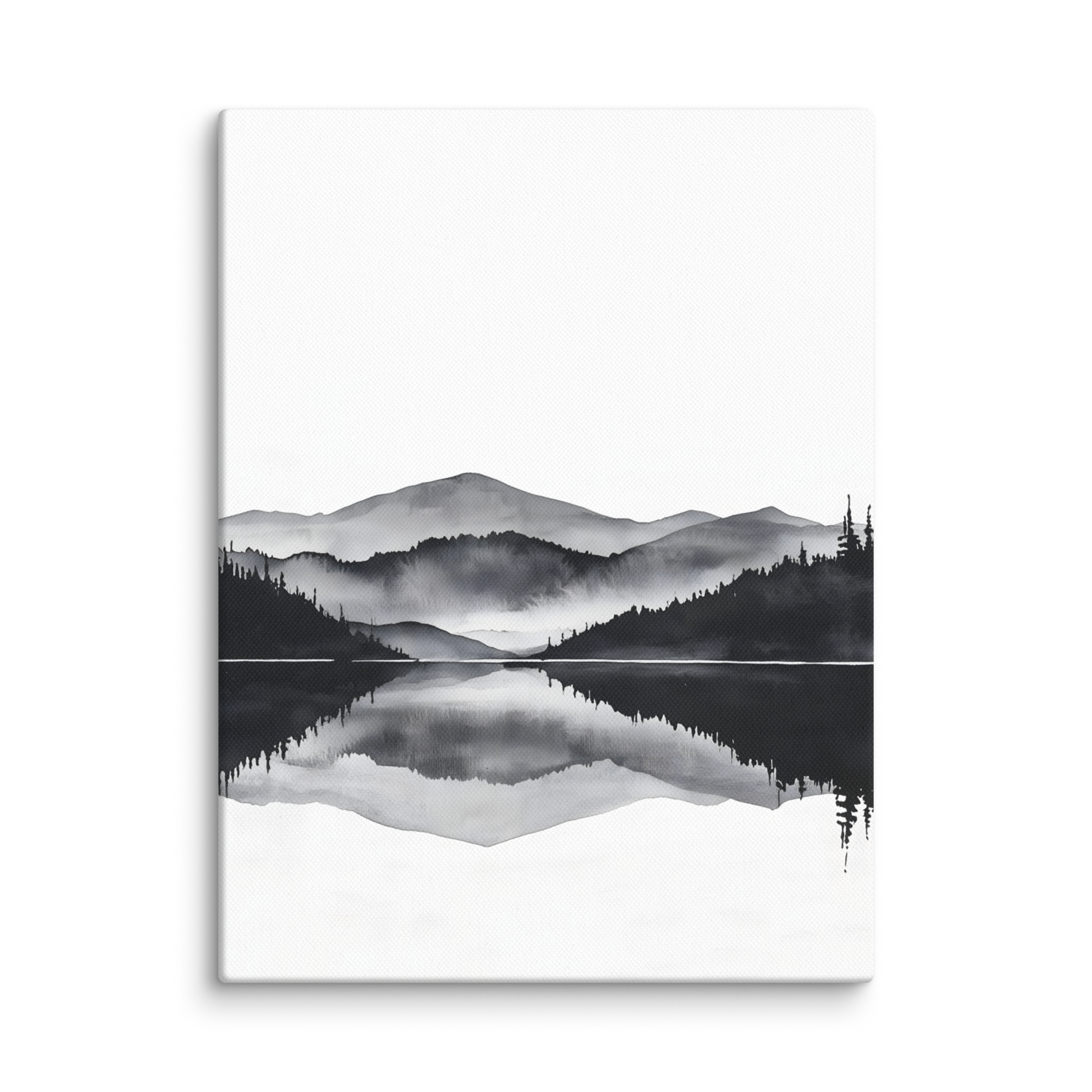 Still Water — Japandi zen ink canvas, minimalist Japanese wall art