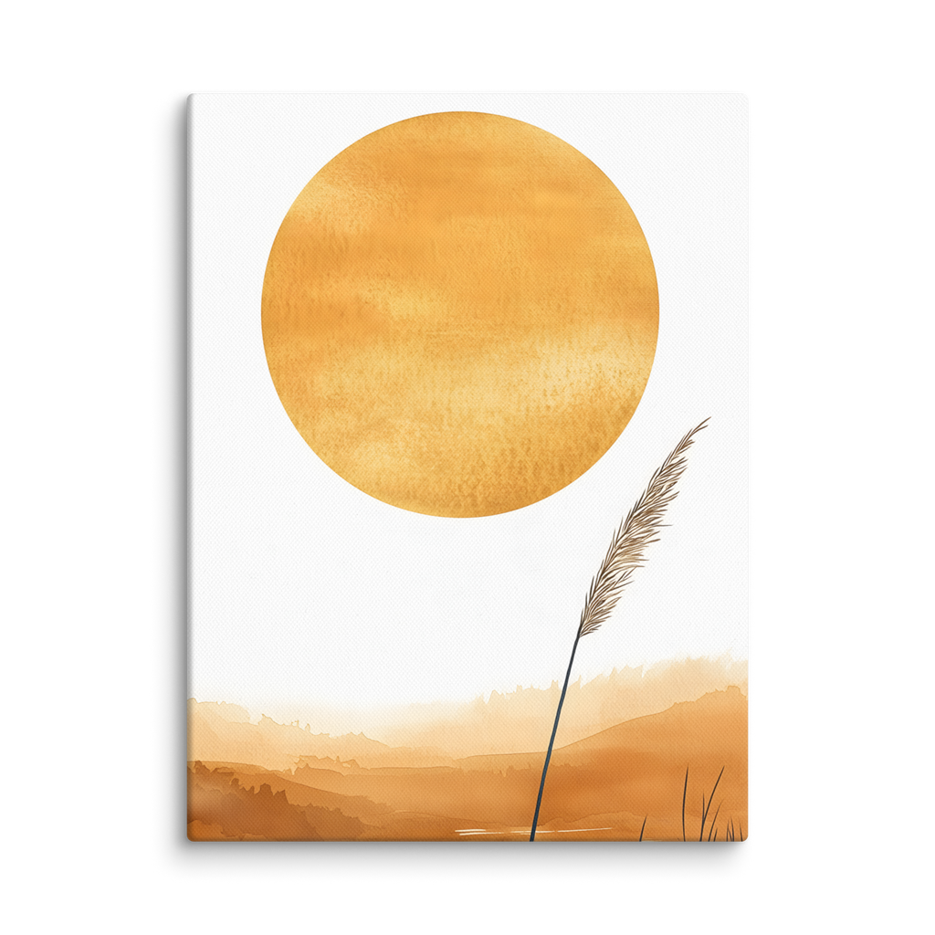Golden Hour — Japandi komorebi canvas, minimalist Japanese wall art