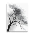Winter Branch — Japandi zen ink canvas, minimalist Japanese wall art