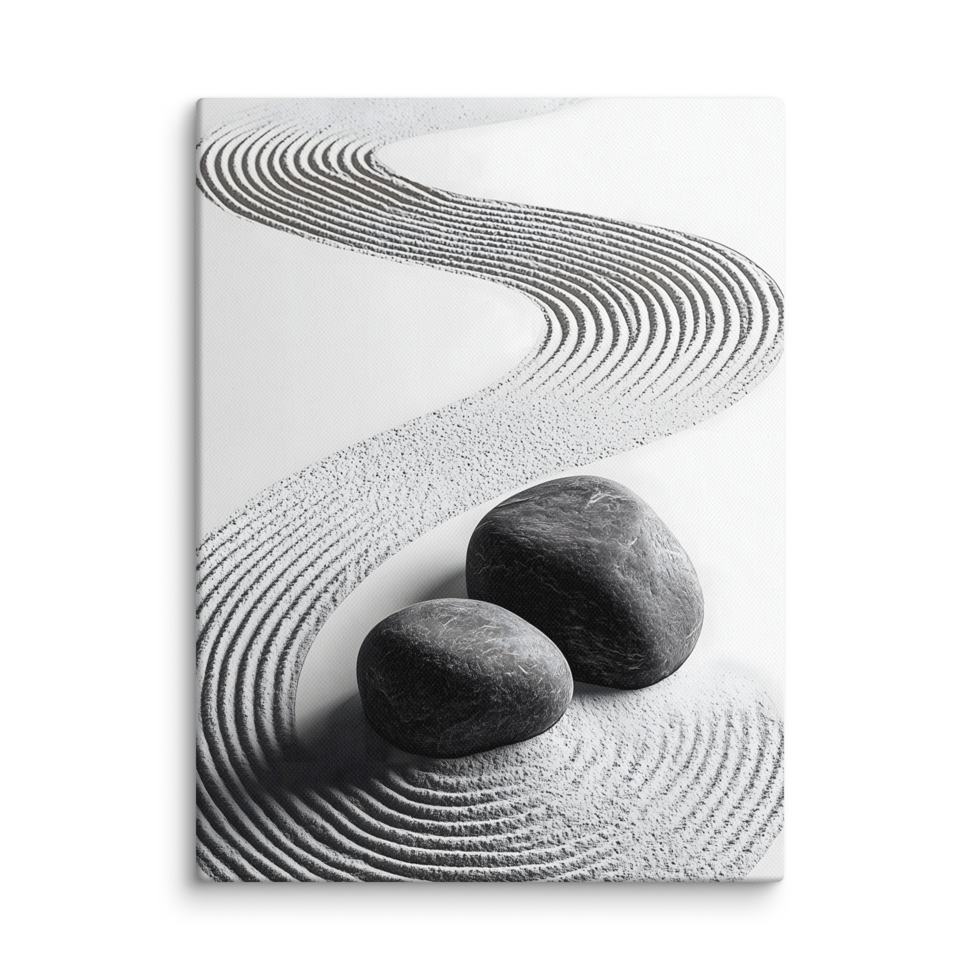 Pebble Garden — Japandi zen nature canvas, minimalist Japanese wall art