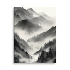 Mist Valley — Japandi zen ink canvas, minimalist Japanese wall art