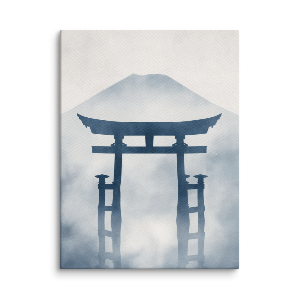 Indigo Pilgrimage — Japanese minimalist zen nature canvas wall art