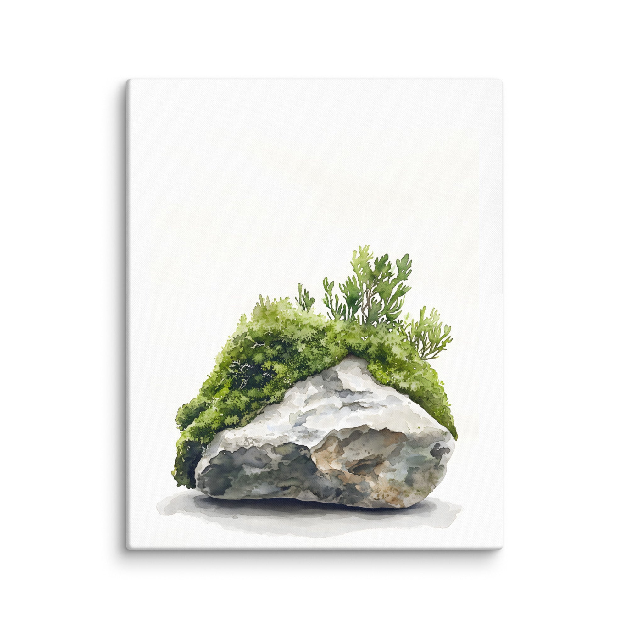 Moss and Time — Japandi wabi-sabi canvas, minimalist Japanese wall art