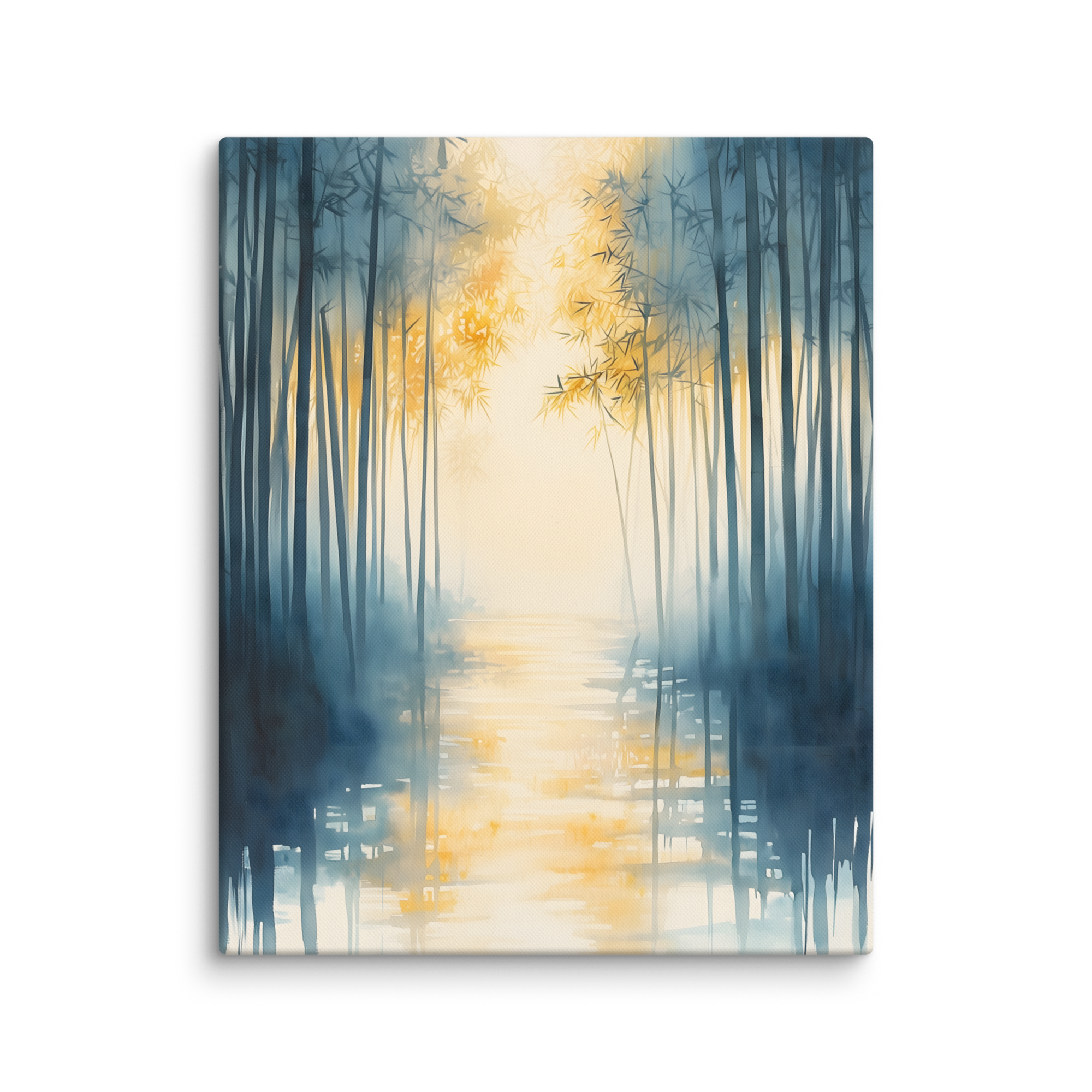 Morning Mist — Japandi komorebi canvas, minimalist Japanese wall art