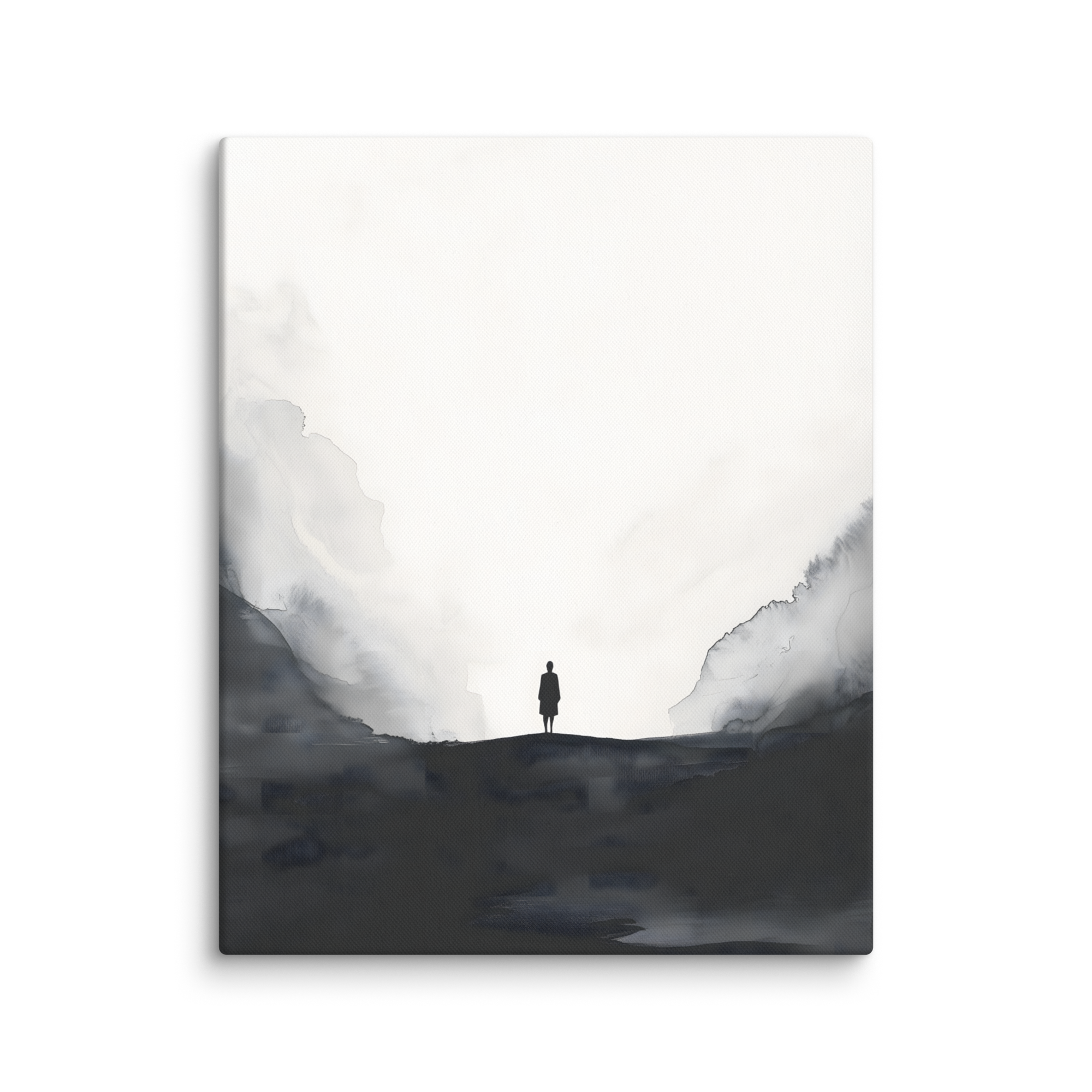 Distant Figure — Japandi ma canvas, minimalist Japanese wall art