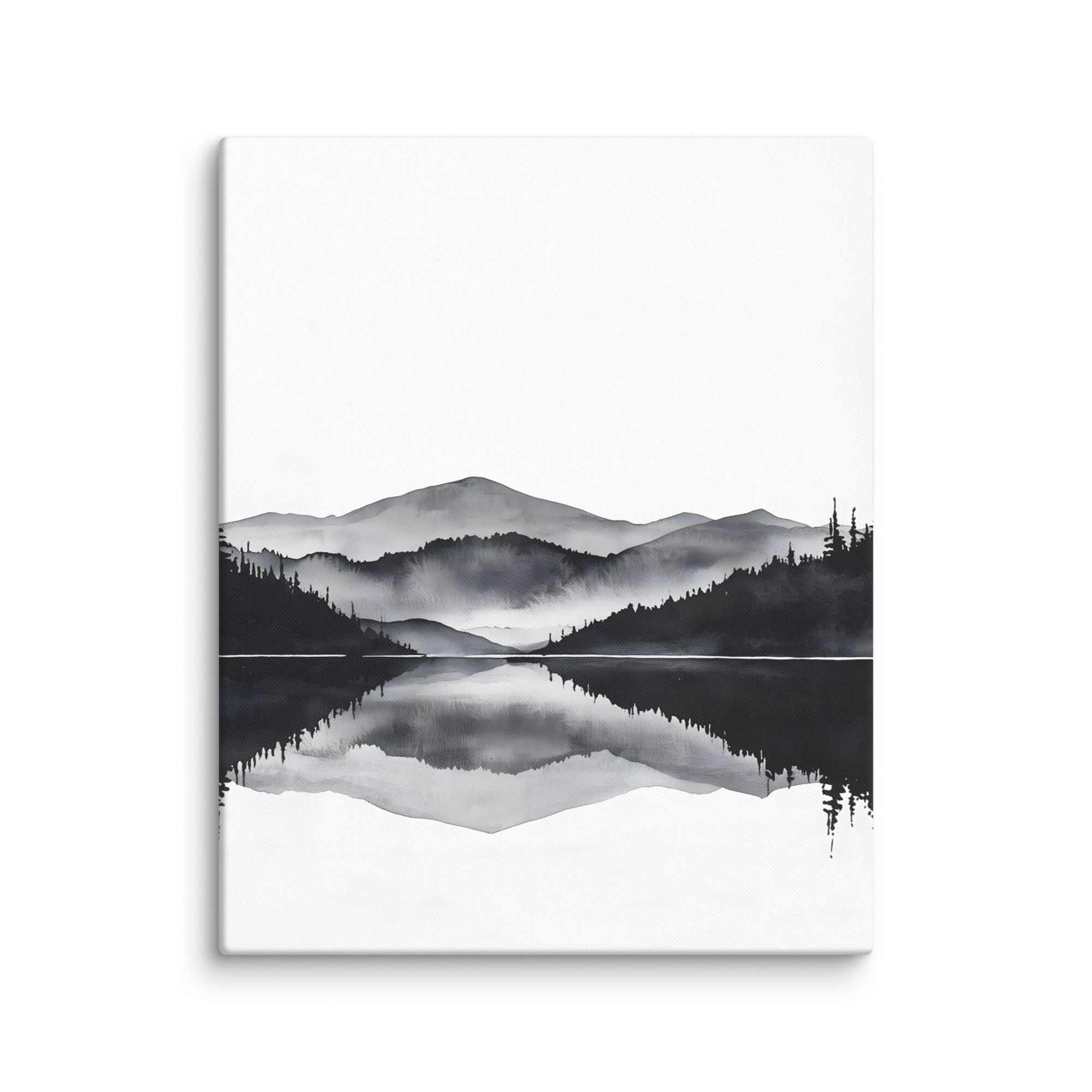 Still Water — Japandi zen ink canvas, minimalist Japanese wall art