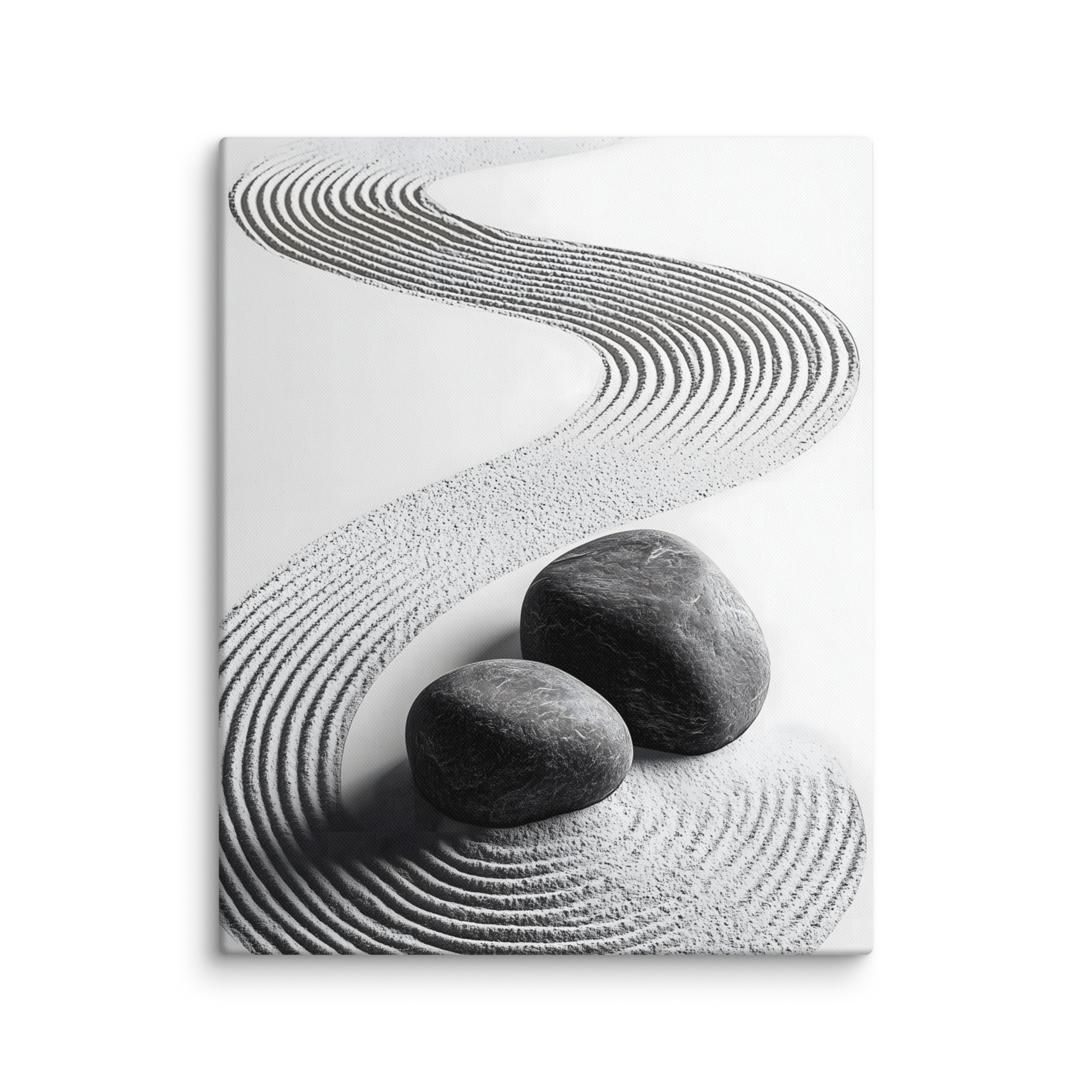 Pebble Garden — Japandi zen nature canvas, minimalist Japanese wall art