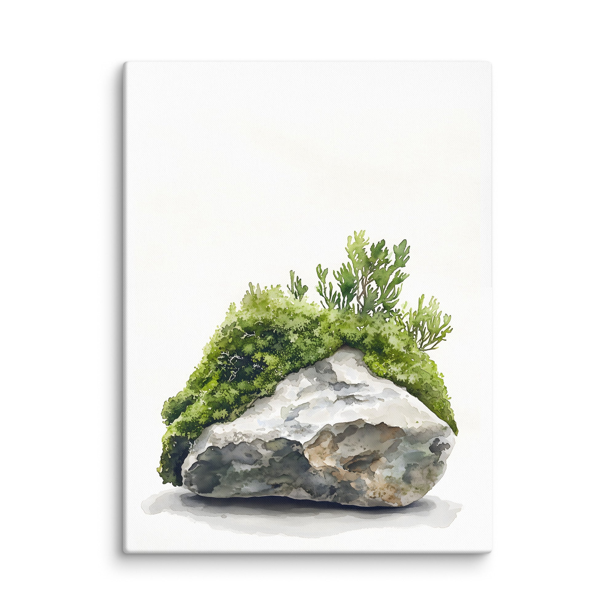 Moss and Time — Japandi wabi-sabi canvas, minimalist Japanese wall art