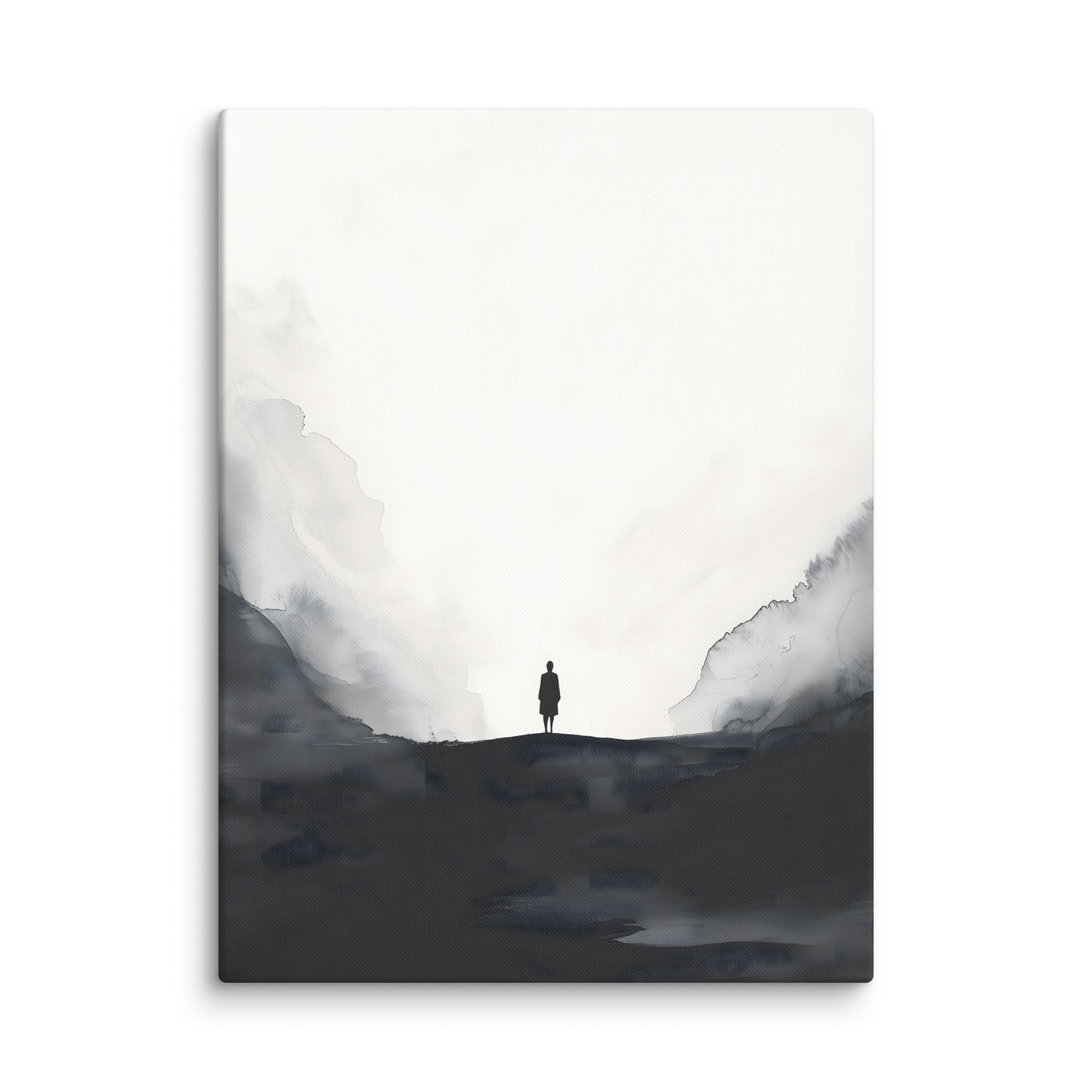 Distant Figure — Japandi ma canvas, minimalist Japanese wall art
