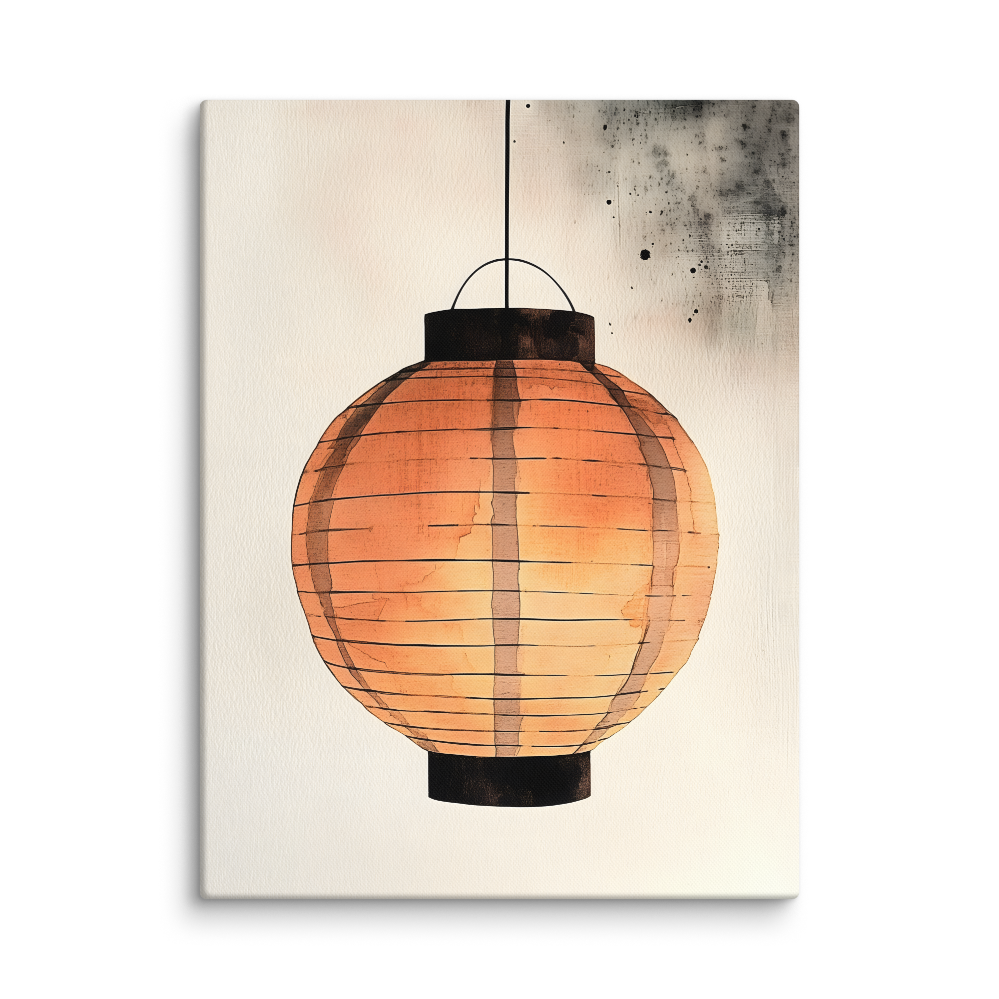 Paper Lantern — Japandi wabi-sabi canvas, minimalist Japanese wall art