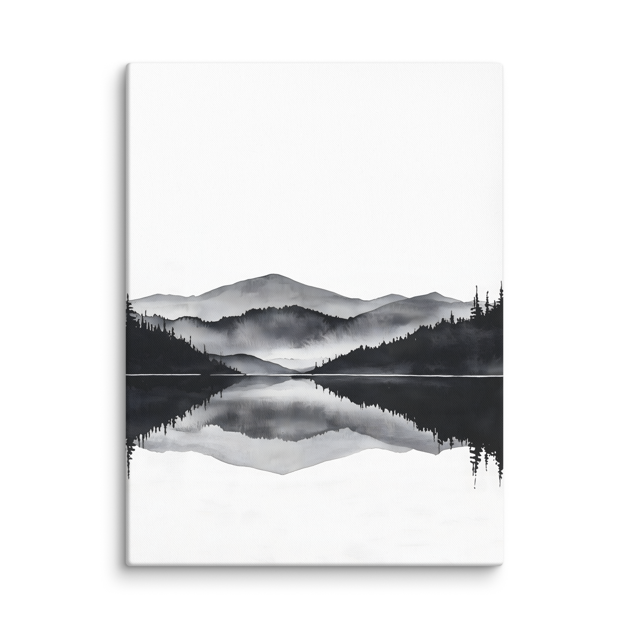 Still Water — Japandi zen ink canvas, minimalist Japanese wall art