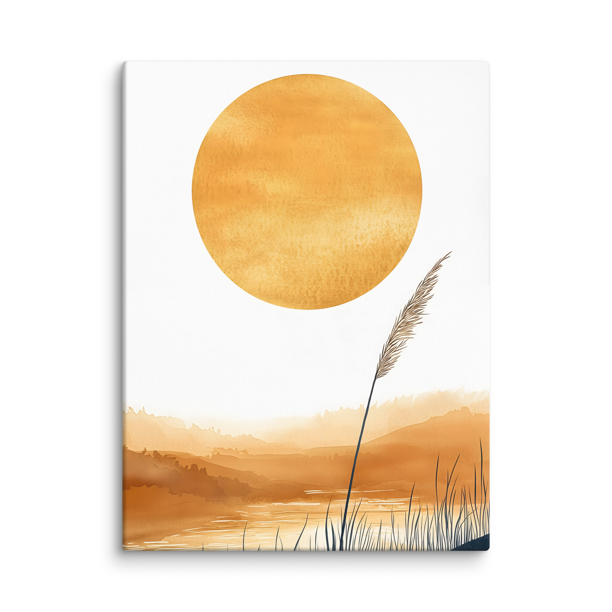 Golden Hour — Japandi komorebi canvas, minimalist Japanese wall art