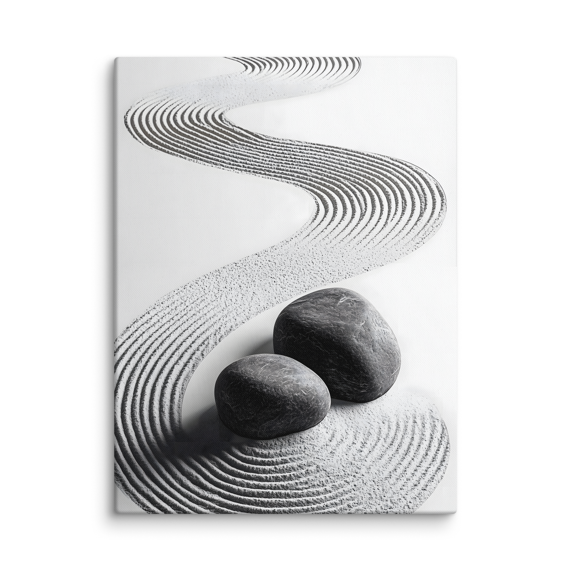 Pebble Garden — Japandi zen nature canvas, minimalist Japanese wall art