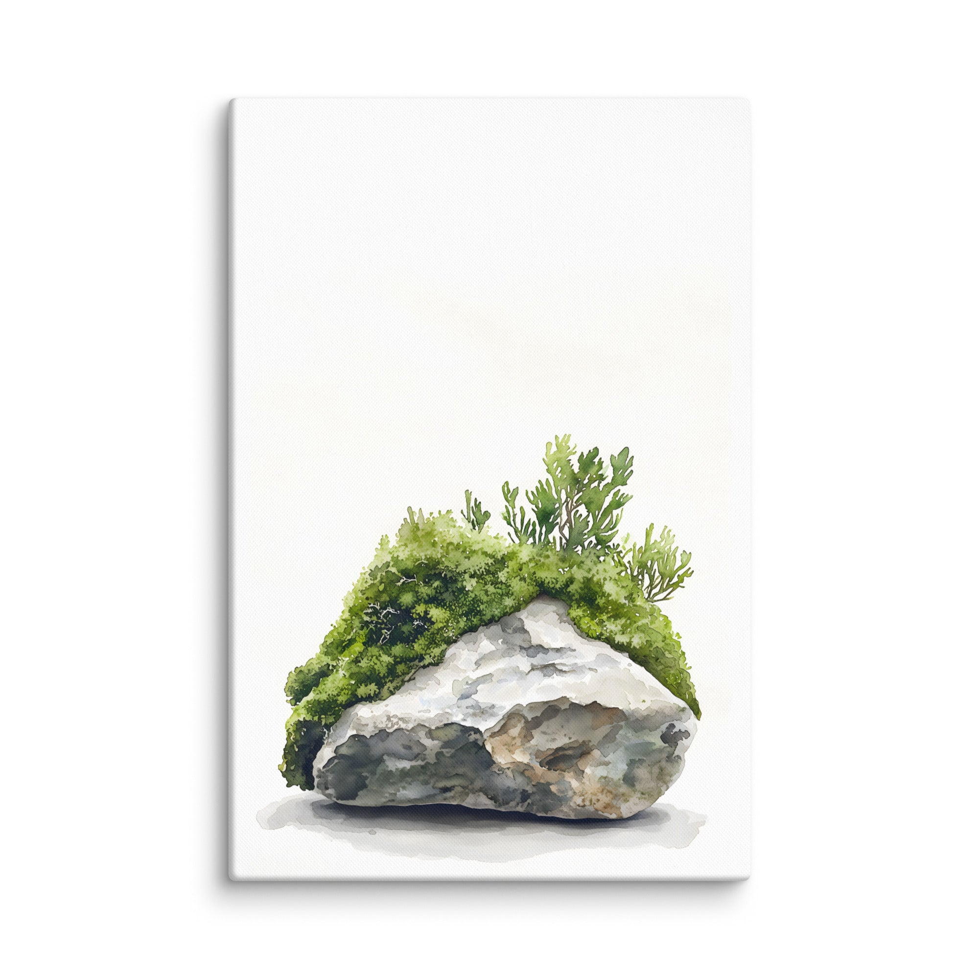 Moss and Time — Japandi wabi-sabi canvas, minimalist Japanese wall art