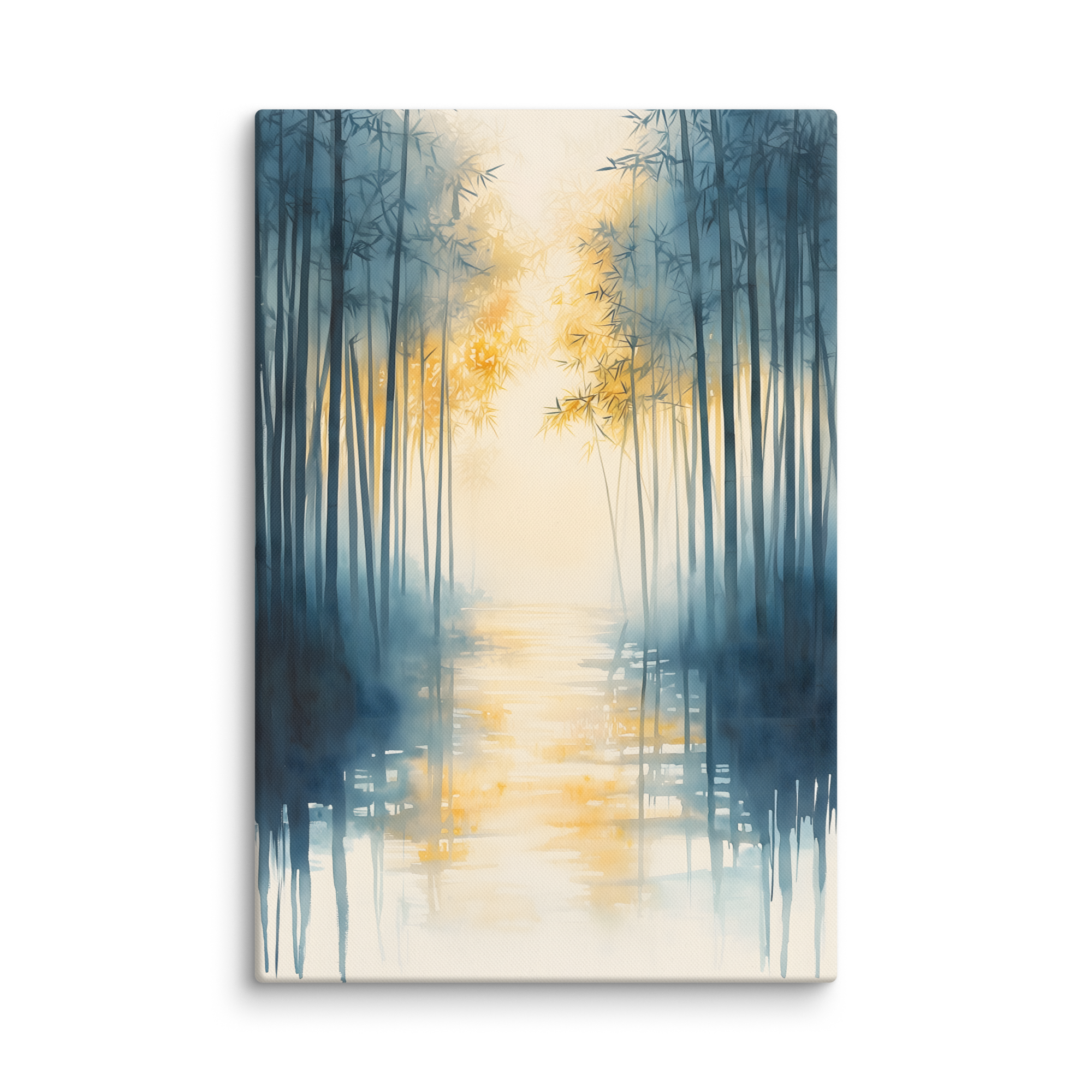 Morning Mist — Japandi komorebi canvas, minimalist Japanese wall art