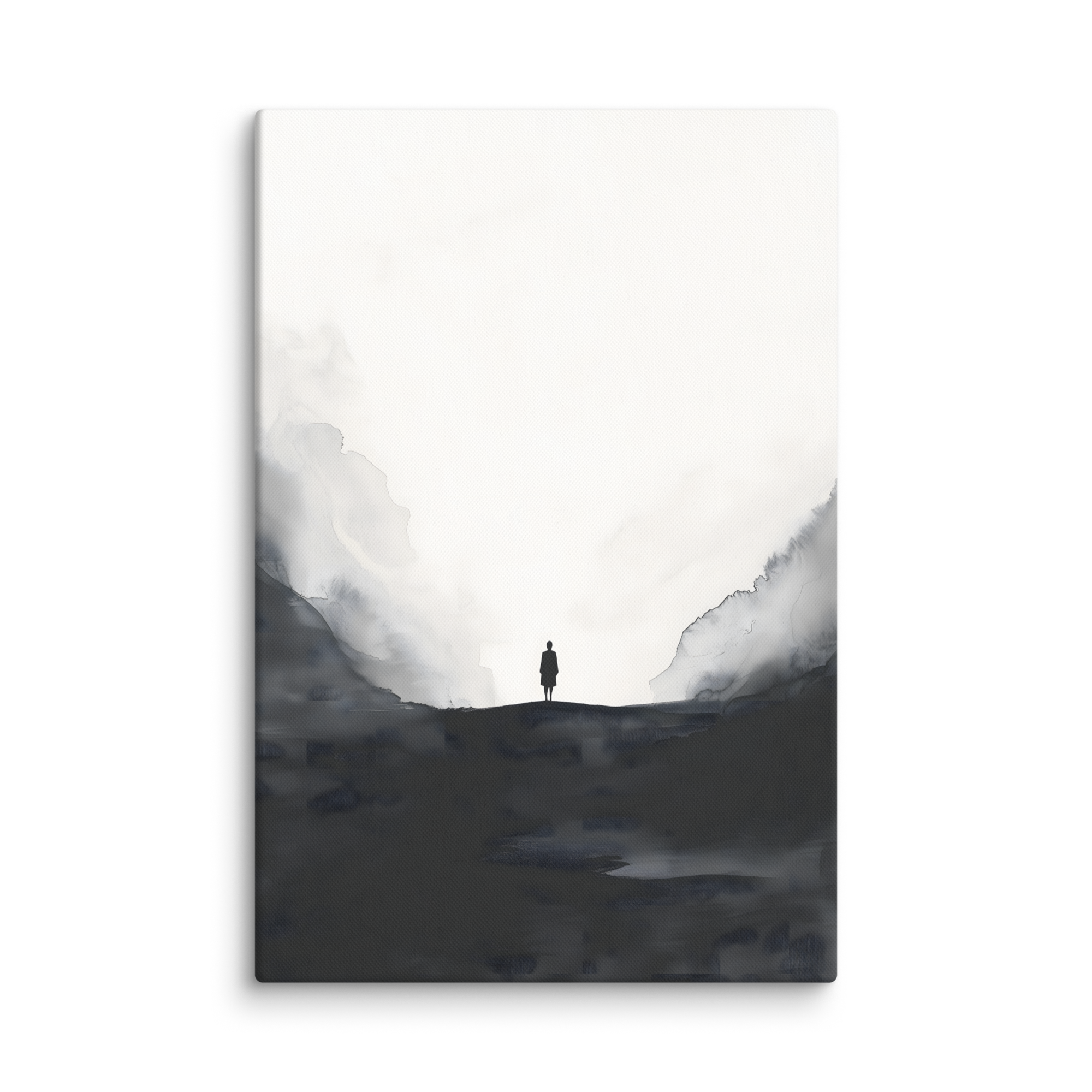 Distant Figure — Japandi ma canvas, minimalist Japanese wall art