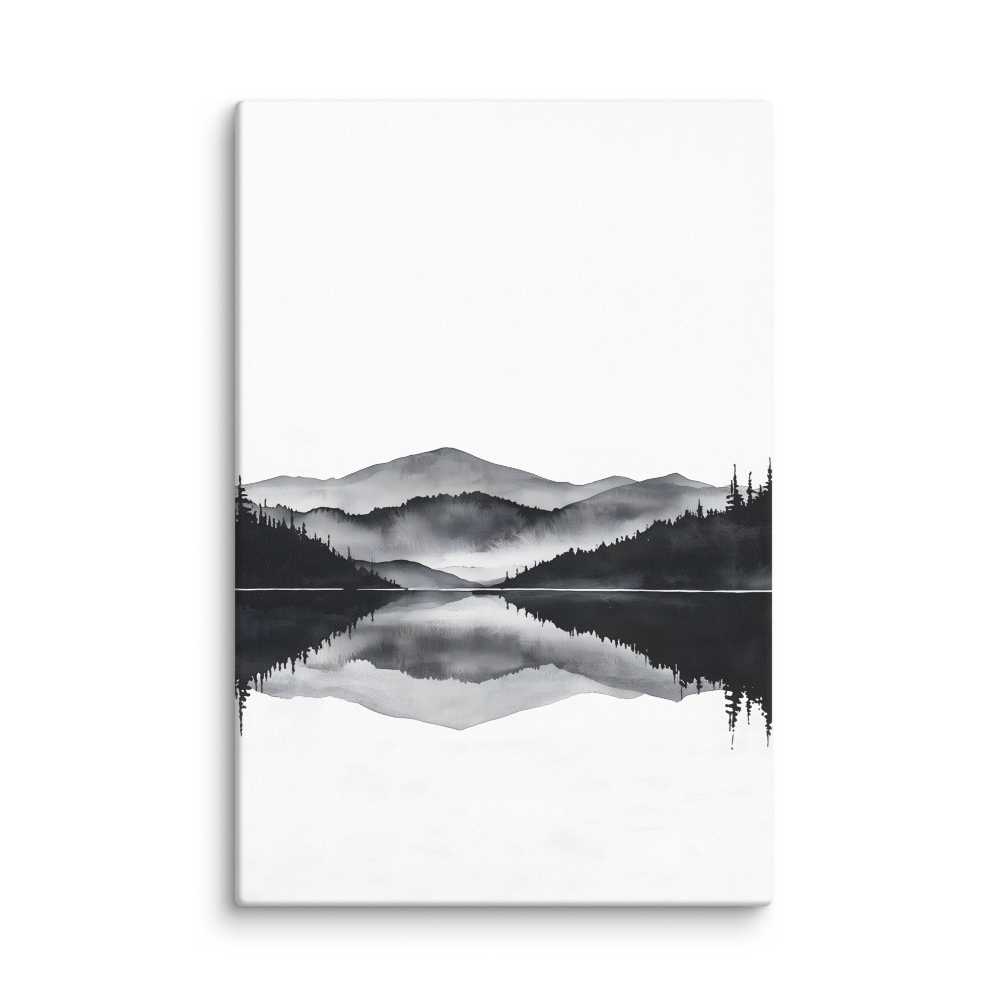 Still Water — Japandi zen ink canvas, minimalist Japanese wall art