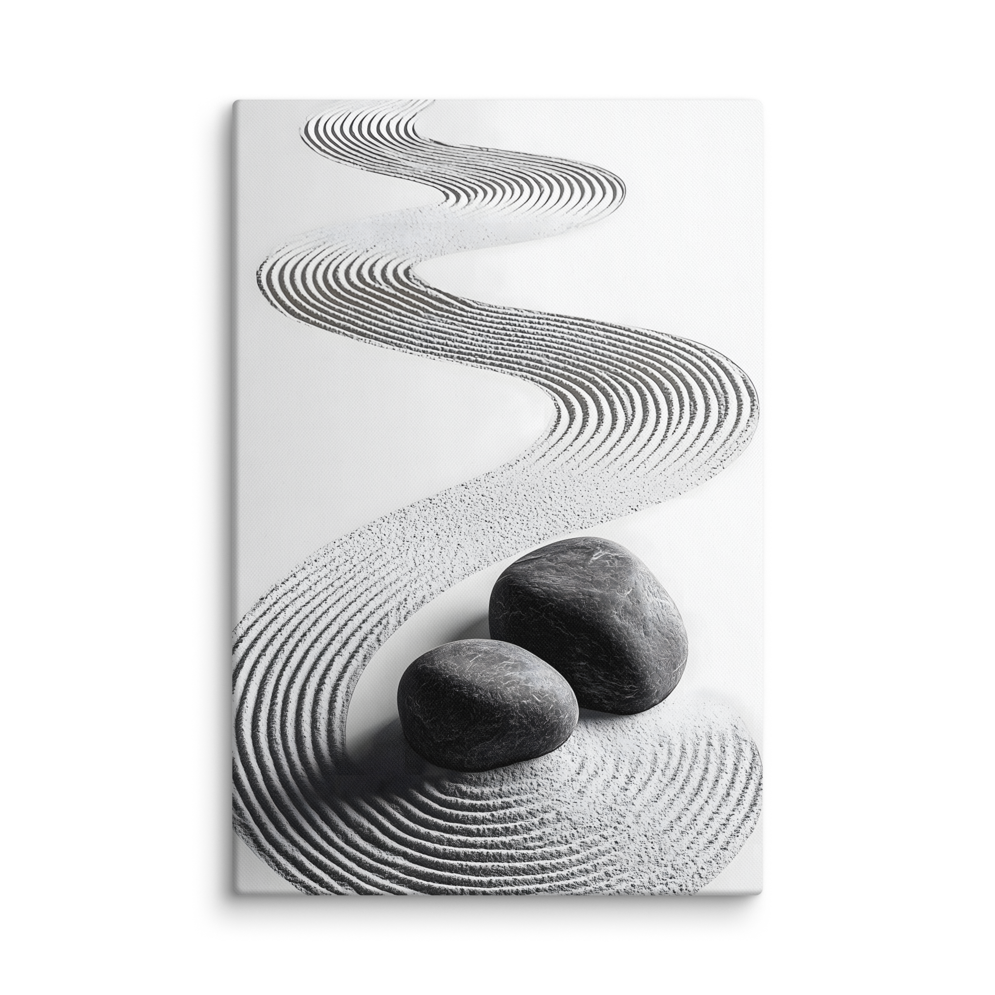 Pebble Garden — Japandi zen nature canvas, minimalist Japanese wall art