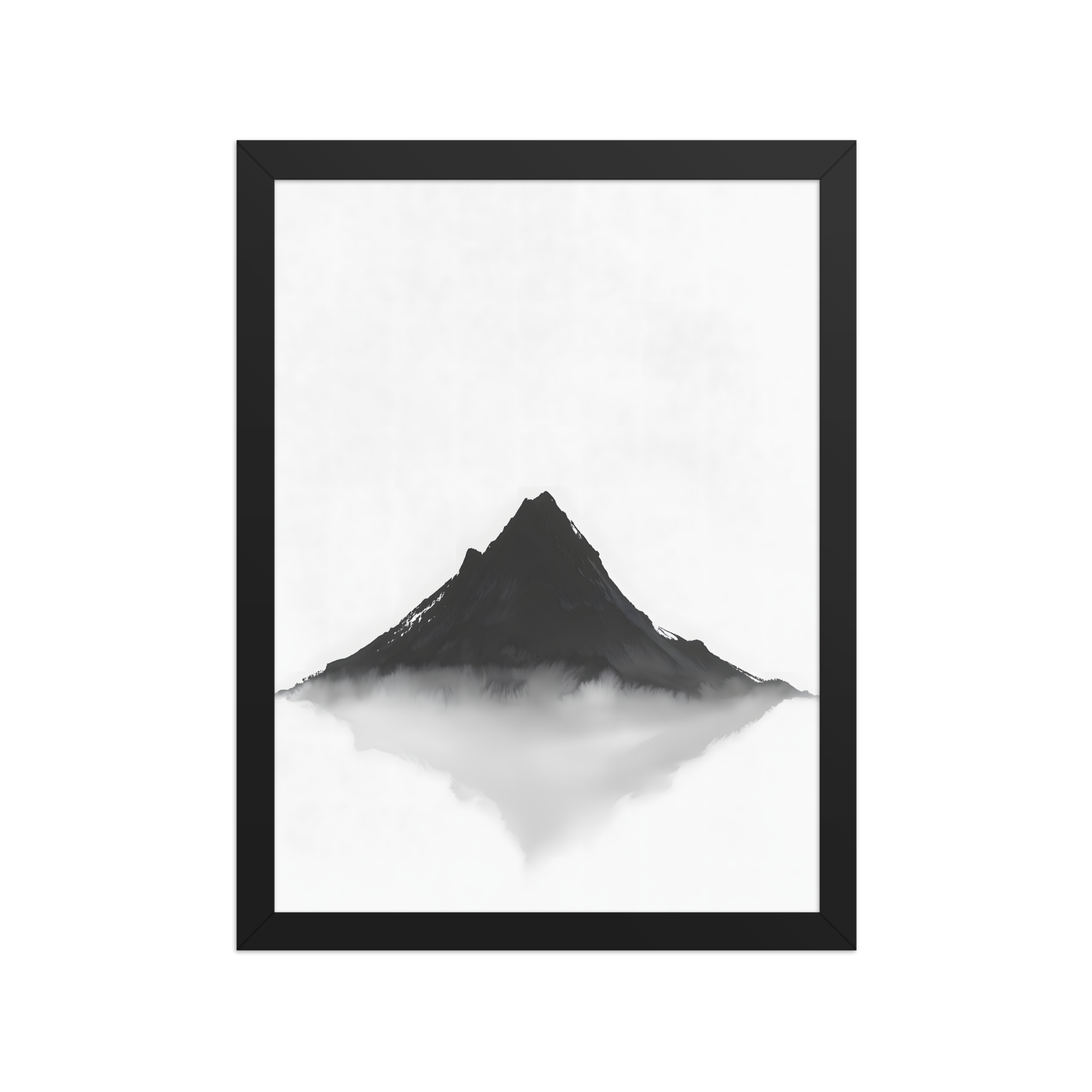 Mountain Breath — Japandi zen ink framed print, minimalist Japanese wall art