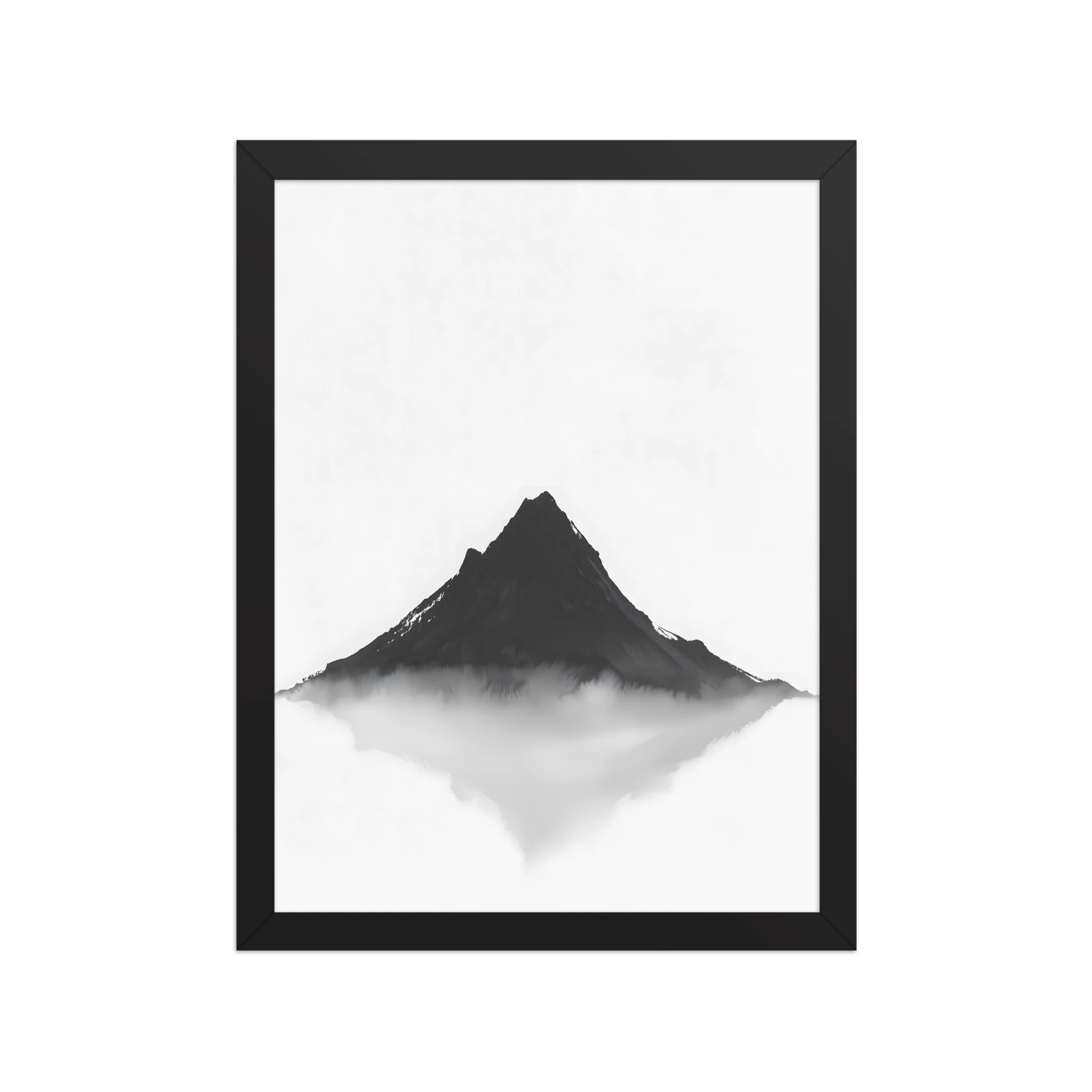 Mountain Breath — Japandi zen ink framed print, minimalist Japanese wall art