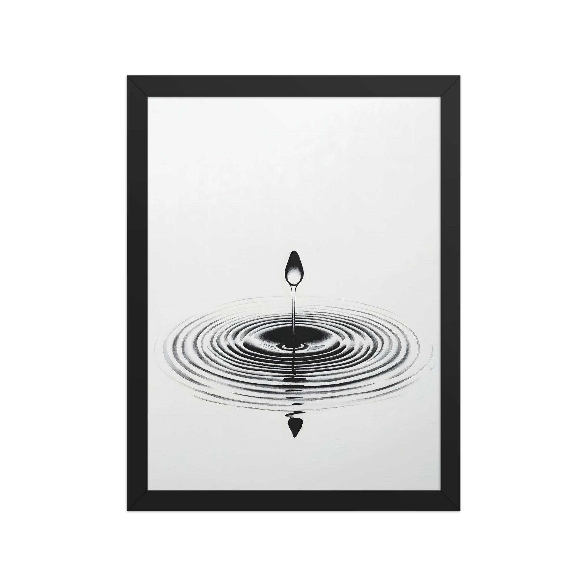 Waterdrop — Japandi zen nature framed print, minimalist Japanese wall art