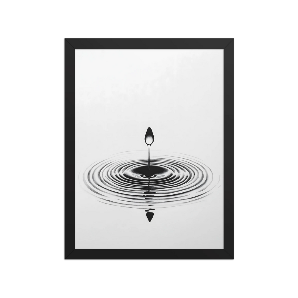 Waterdrop — Japandi zen nature framed print, minimalist Japanese wall art