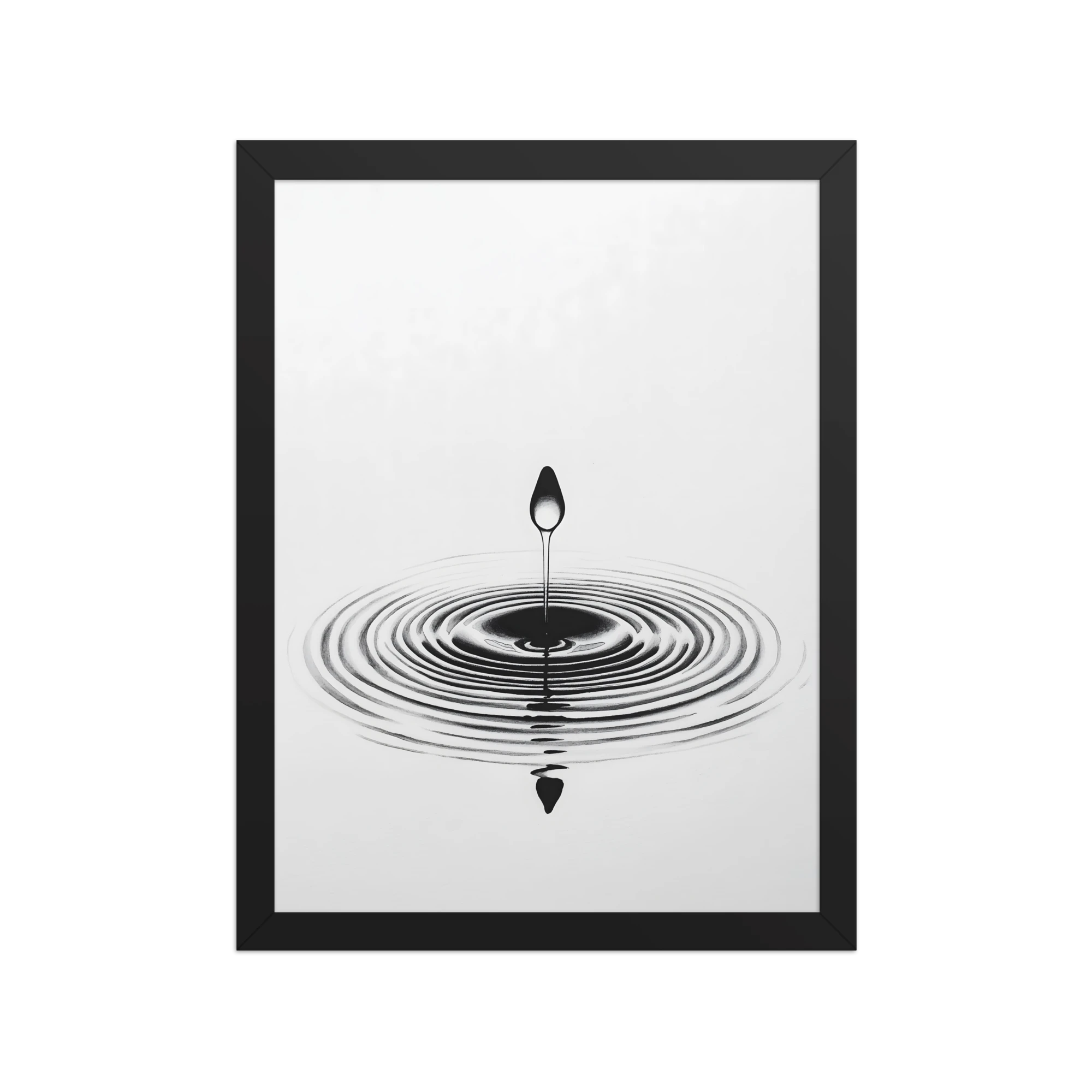 Waterdrop — Japandi zen nature framed print, minimalist Japanese wall art