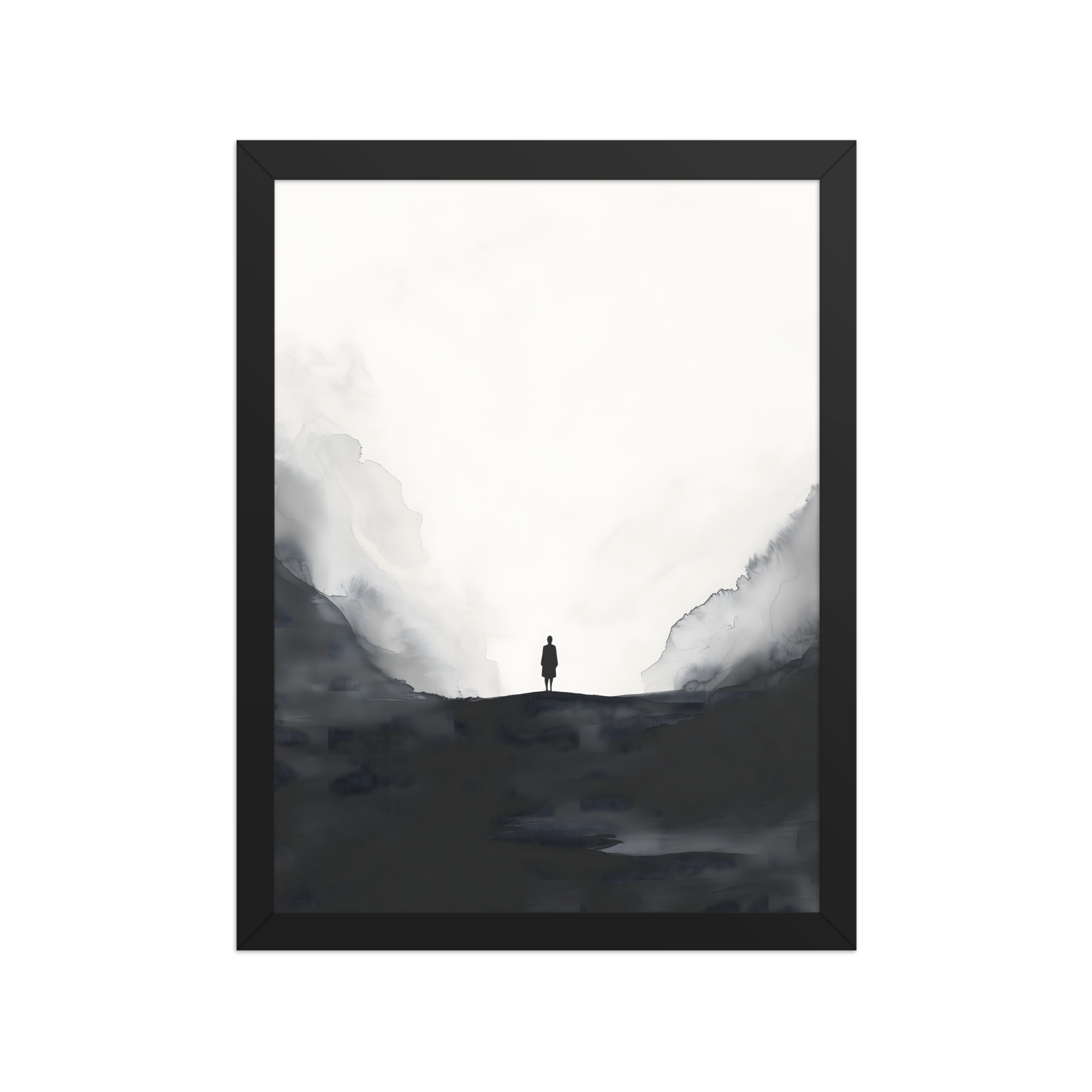 Distant Figure — Japandi ma framed print, minimalist Japanese wall art