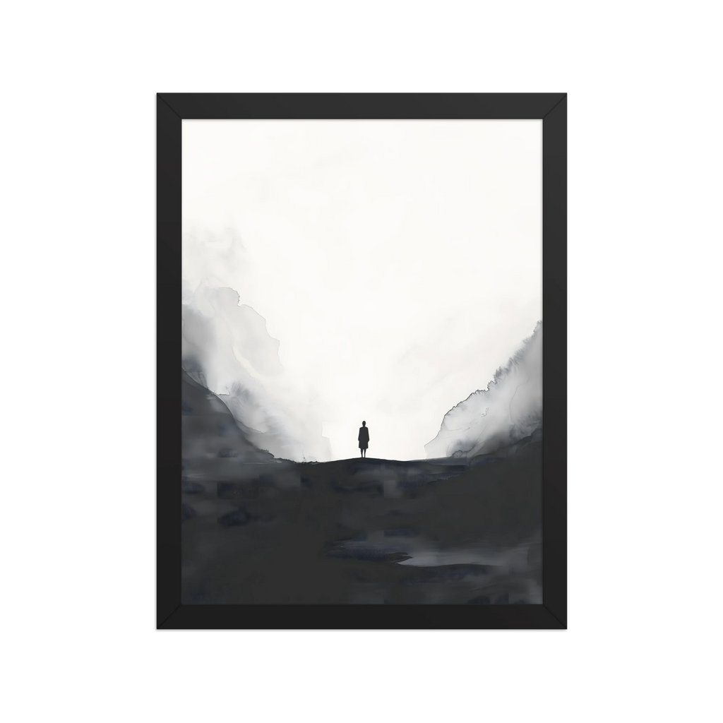 Distant Figure — Japandi ma framed print, minimalist Japanese wall art