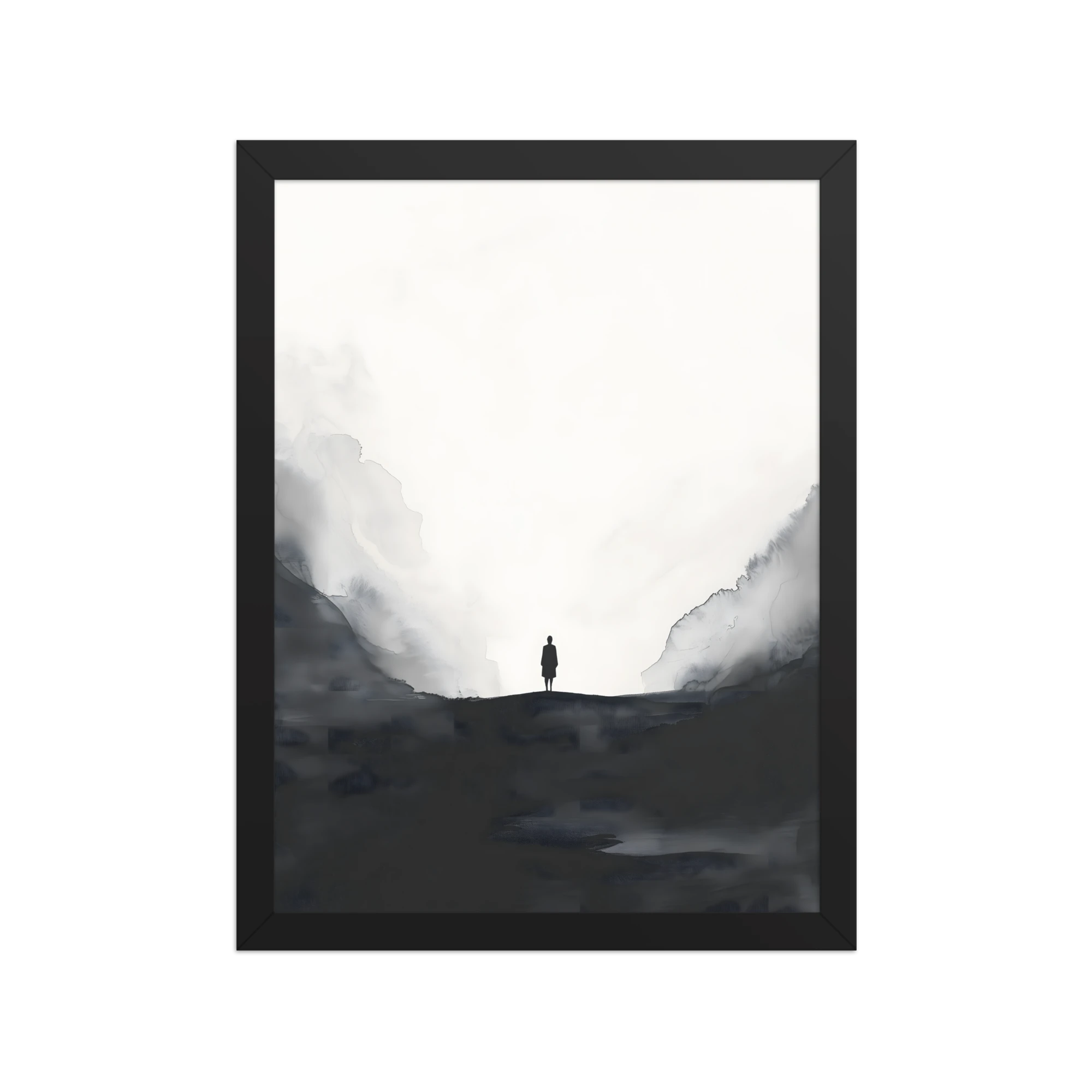 Distant Figure — Japandi ma framed print, minimalist Japanese wall art