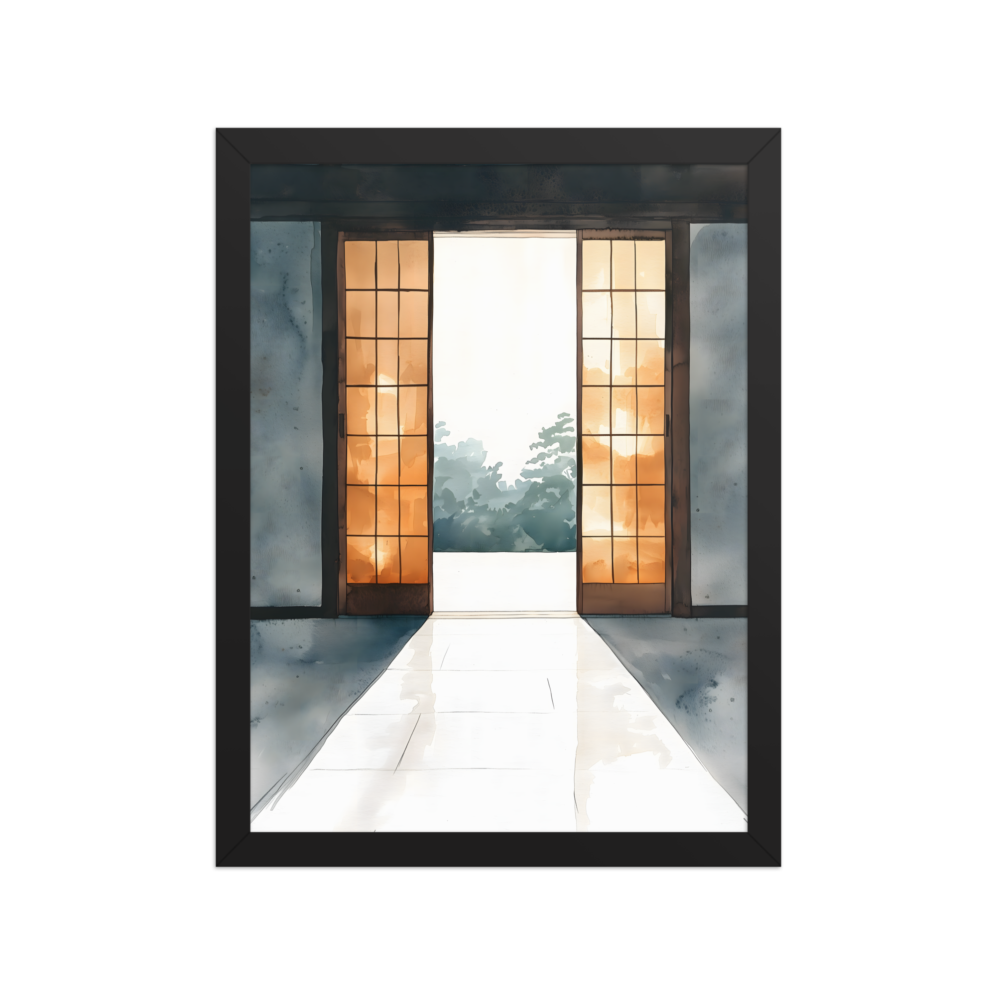 Open Door — Japandi ma framed print, minimalist Japanese wall art