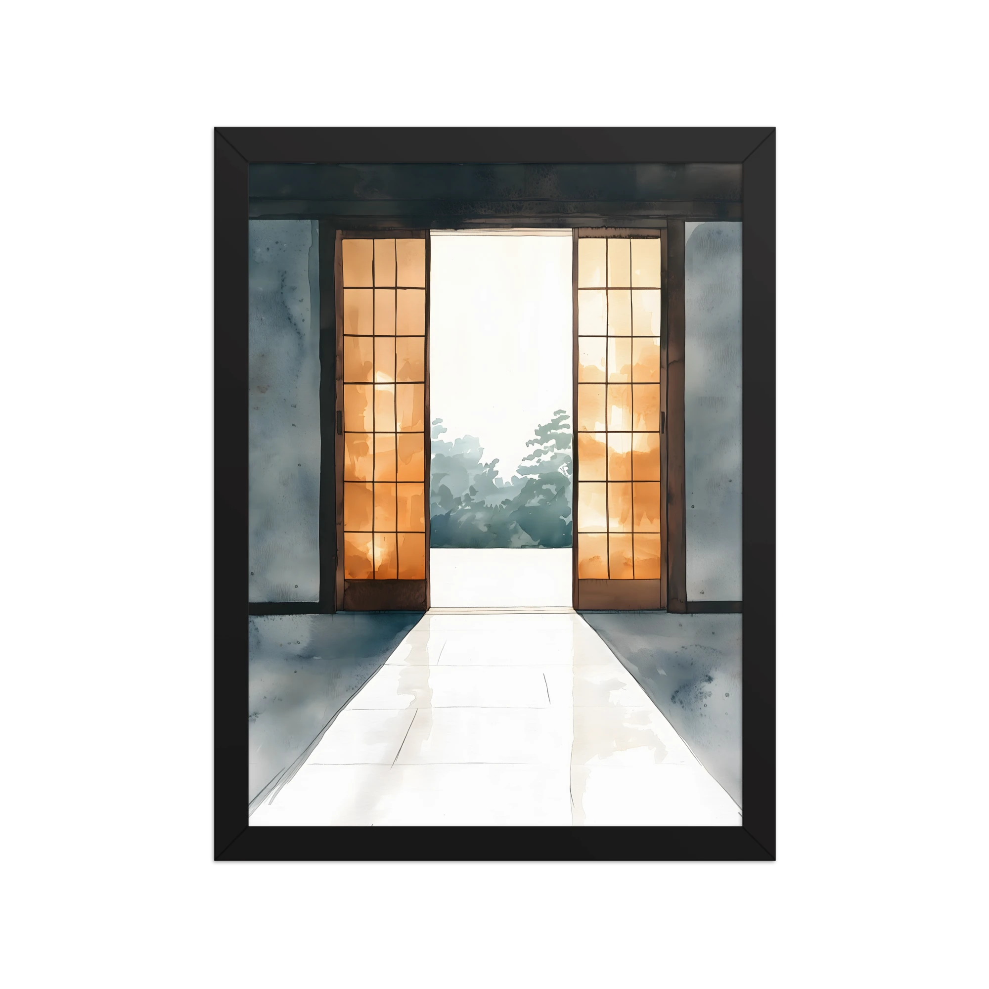 Open Door — Japandi ma framed print, minimalist Japanese wall art