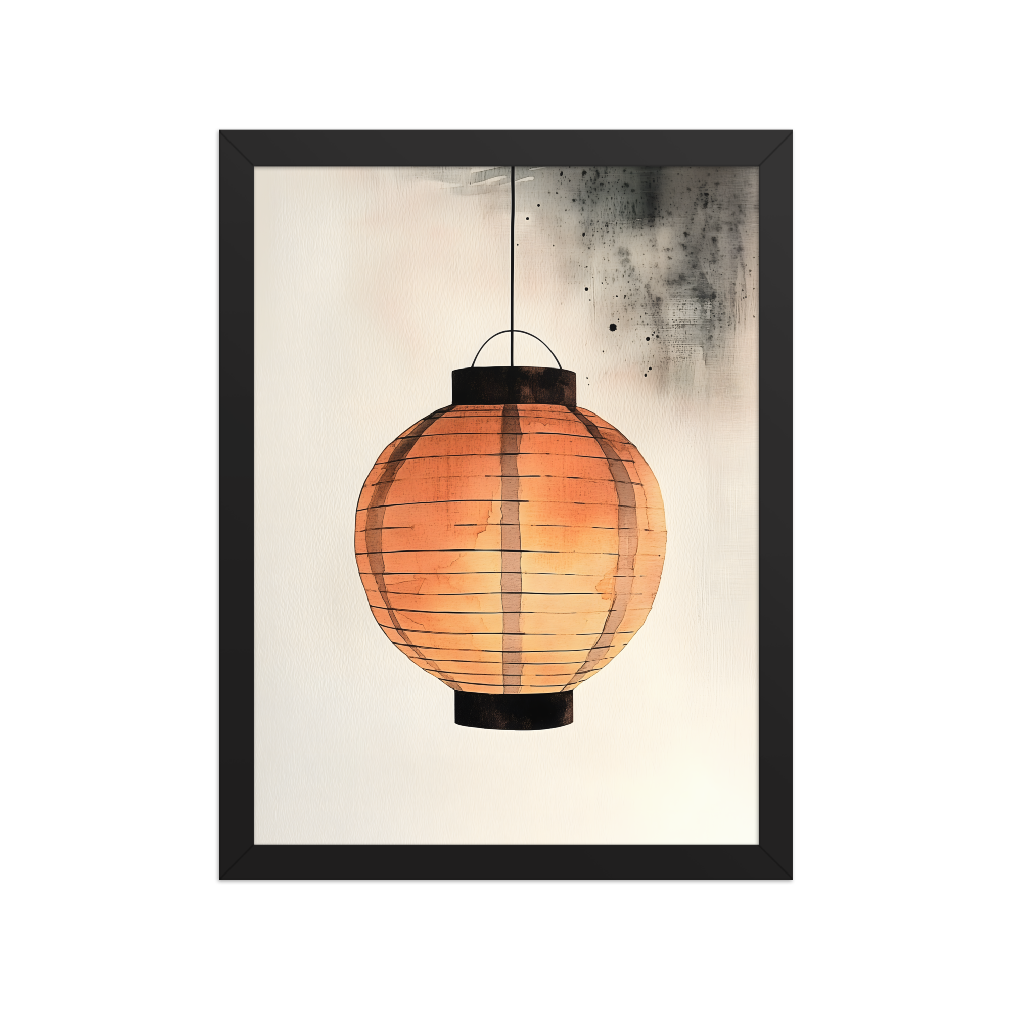 Paper Lantern — Japandi wabi-sabi framed print, minimalist Japanese wall art