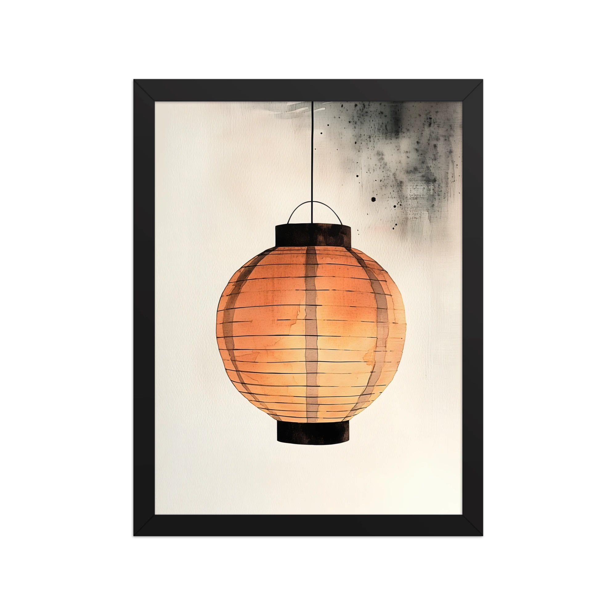 Paper Lantern — Japandi wabi-sabi framed print, minimalist Japanese wall art