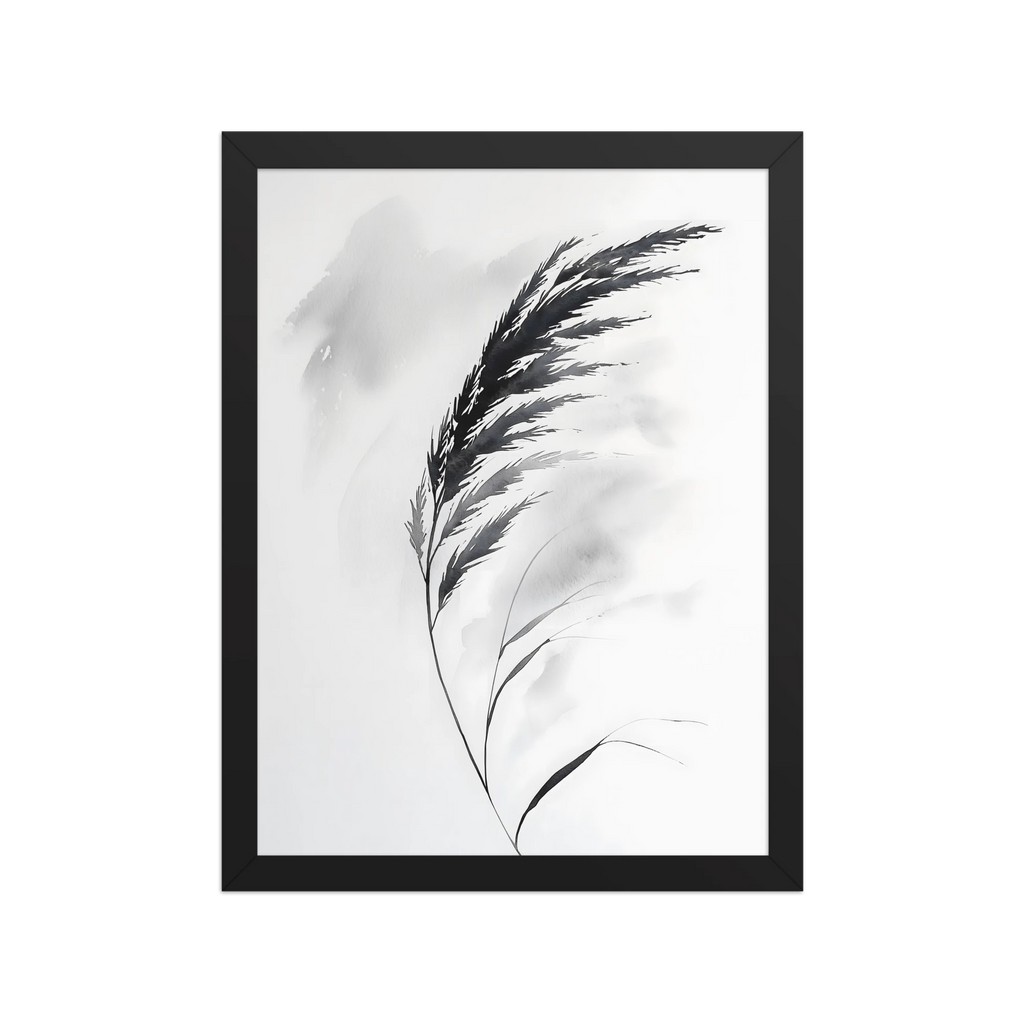 Wild Grass — Japandi zen nature framed print, minimalist Japanese wall art