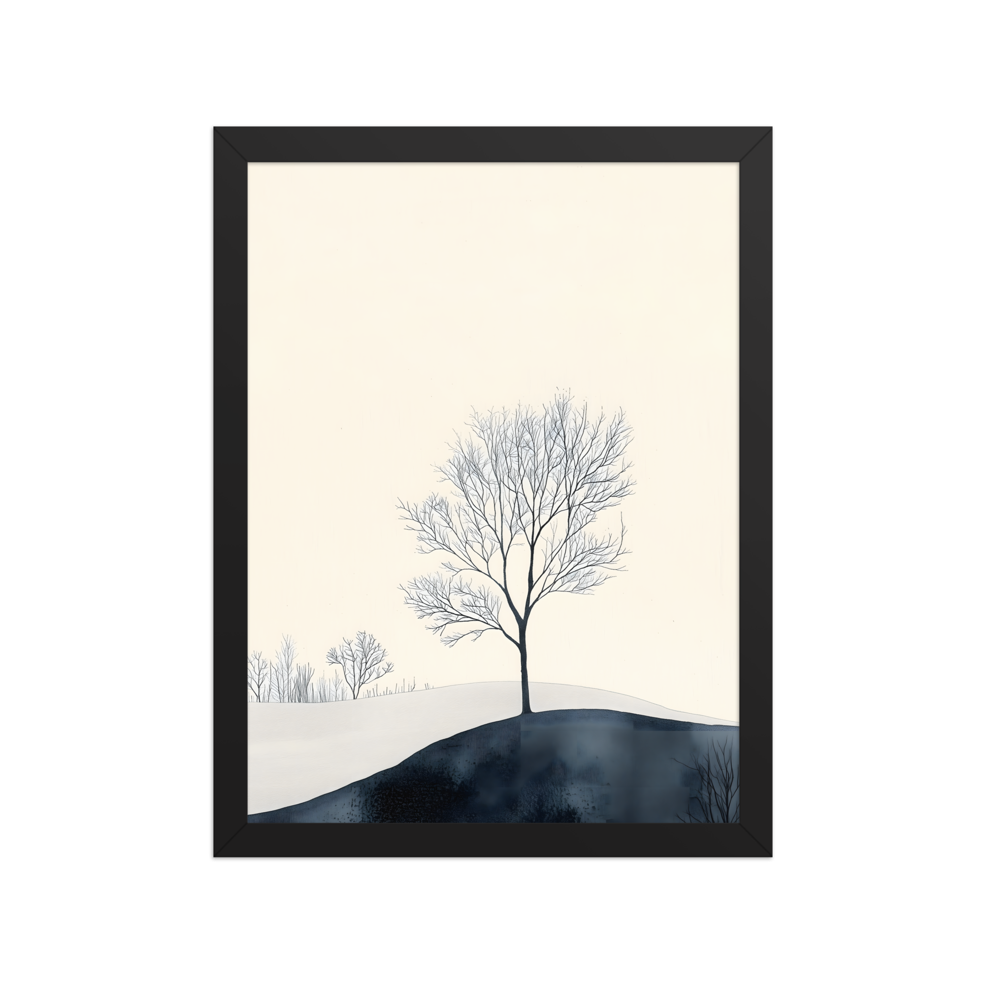 Distant Divide — Japandi ma framed print, minimalist Japanese wall art