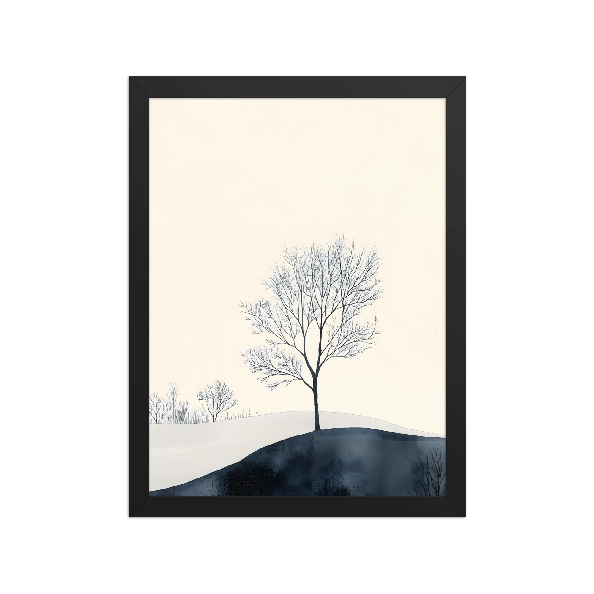Distant Divide — Japandi ma framed print, minimalist Japanese wall art