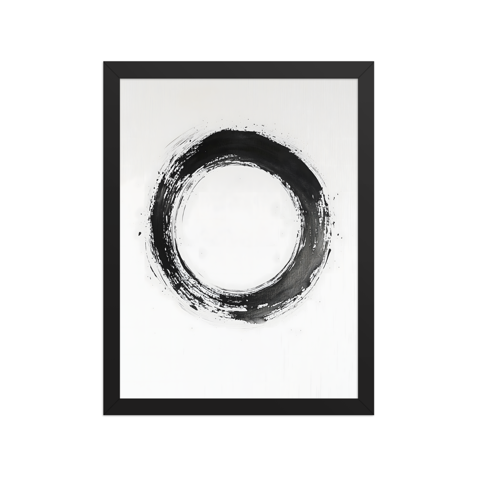 One Stroke — Japandi zen ink framed print, minimalist Japanese wall art